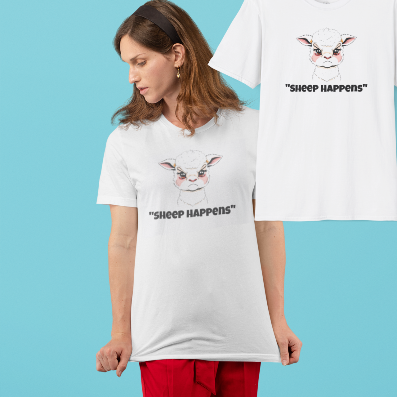 Funny Angry Sheep Happens Unisex Softstyle T-Shirt, Sheep Lover Tee, Humorous Animal Graphic Shirt, Sarcastic Sheep Design, Sheep Rage Tee product thumbnail image
