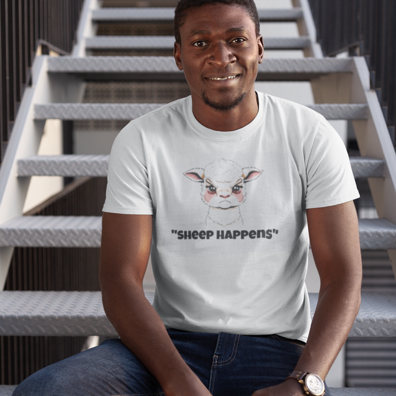 Funny Angry Sheep Happens Unisex Softstyle T-Shirt, Sheep Lover Tee, Humorous Animal Graphic Shirt, Sarcastic Sheep Design, Sheep Rage Tee product thumbnail image