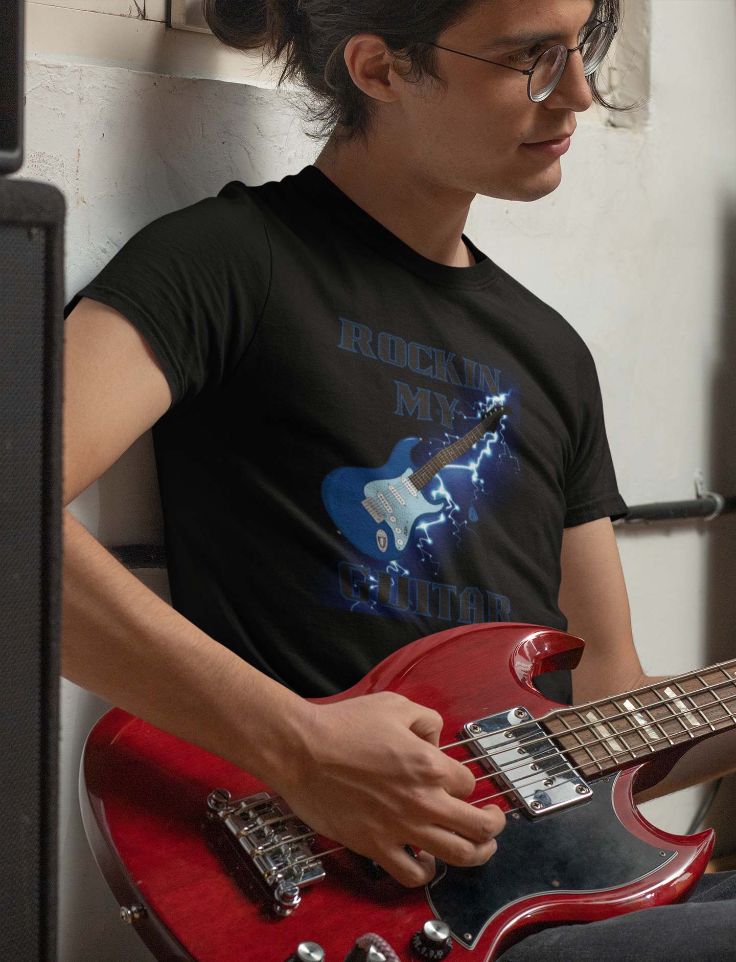 Rockin' My Guitar Unisex Softstyle T-Shirt - Perfect for Music Lovers product thumbnail image