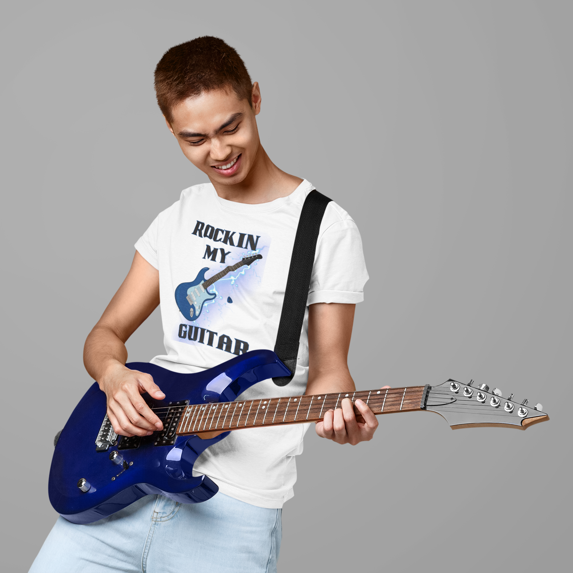 Rockin' My Guitar Unisex Softstyle T-Shirt - Perfect for Music Lovers product thumbnail image