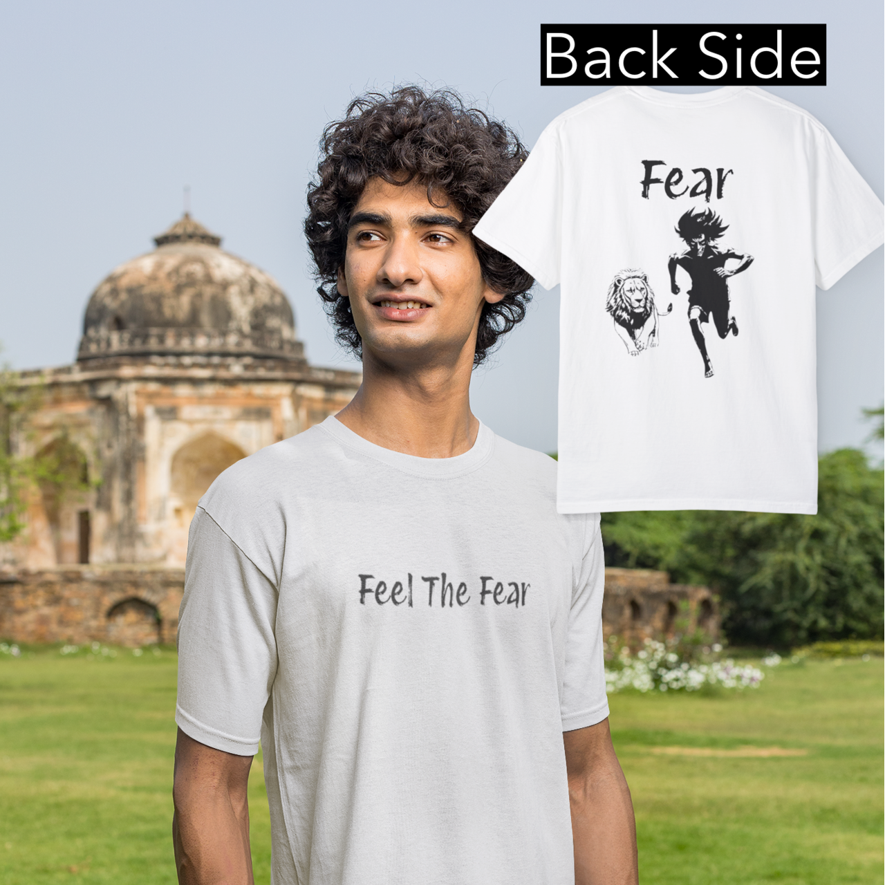 Feel the Fear Unisex Garment-Dyed T-shirt, Graphic Tee, Inspirational Shirt, Motivational Clothing, Fearless Apparel product thumbnail image
