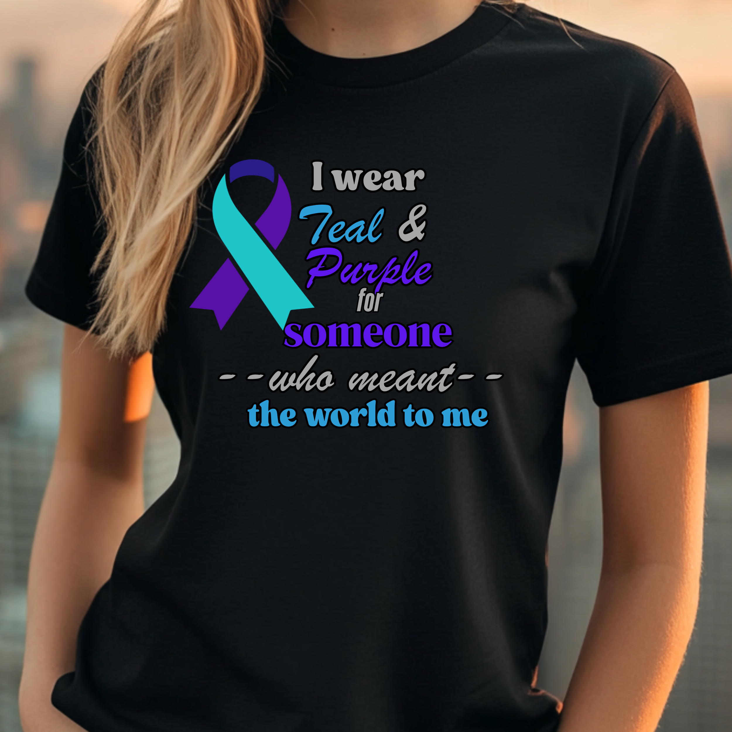 I Wear Teal &amp; Purple Awareness Tee  product thumbnail image