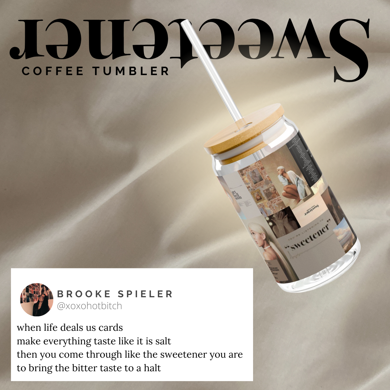 ariana sweetener glass coffee tumbler ariana sweetener glass coffee tumbler
