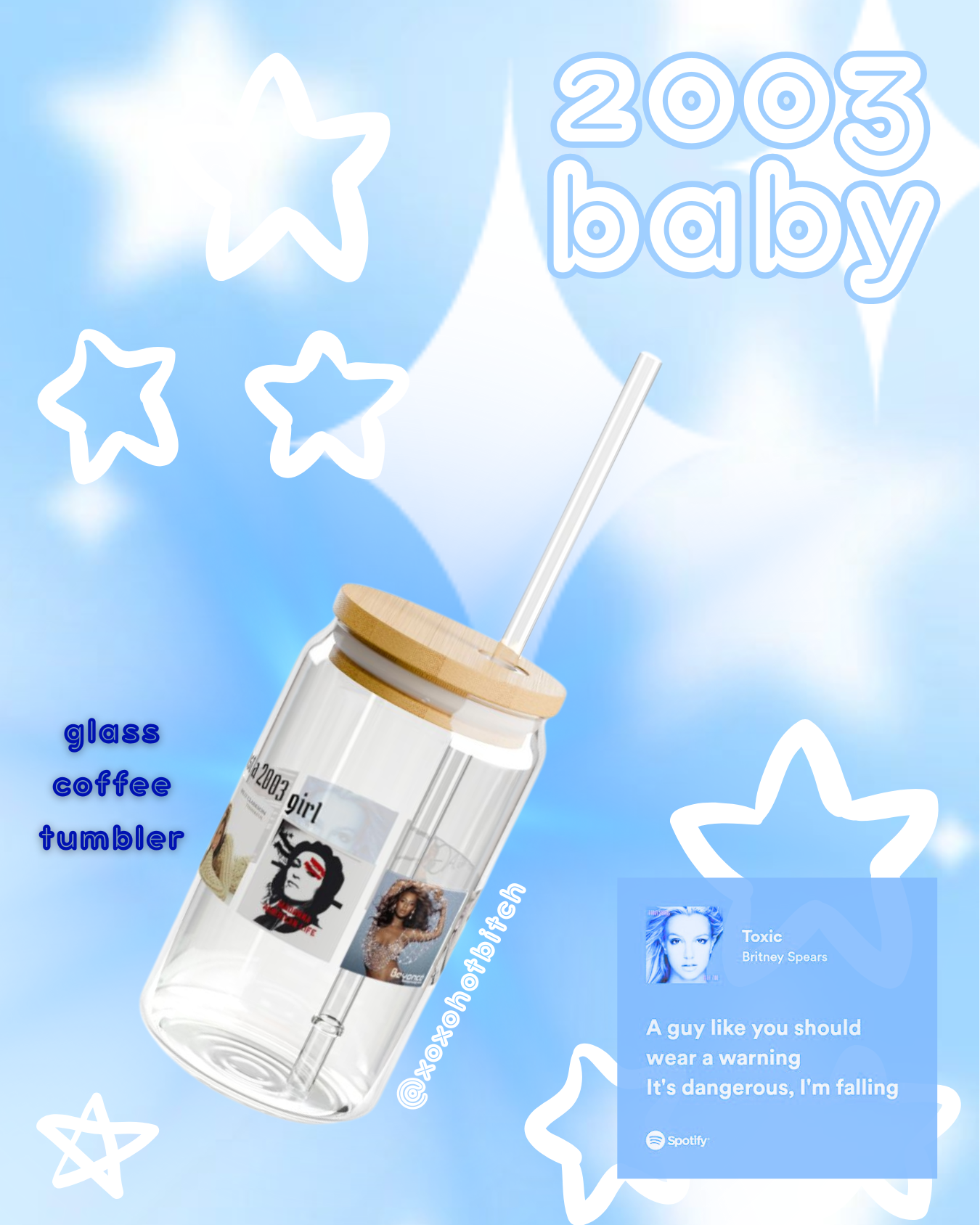 just a 2003 girl glass coffee tumbler just a 2003 girl glass coffee tumbler