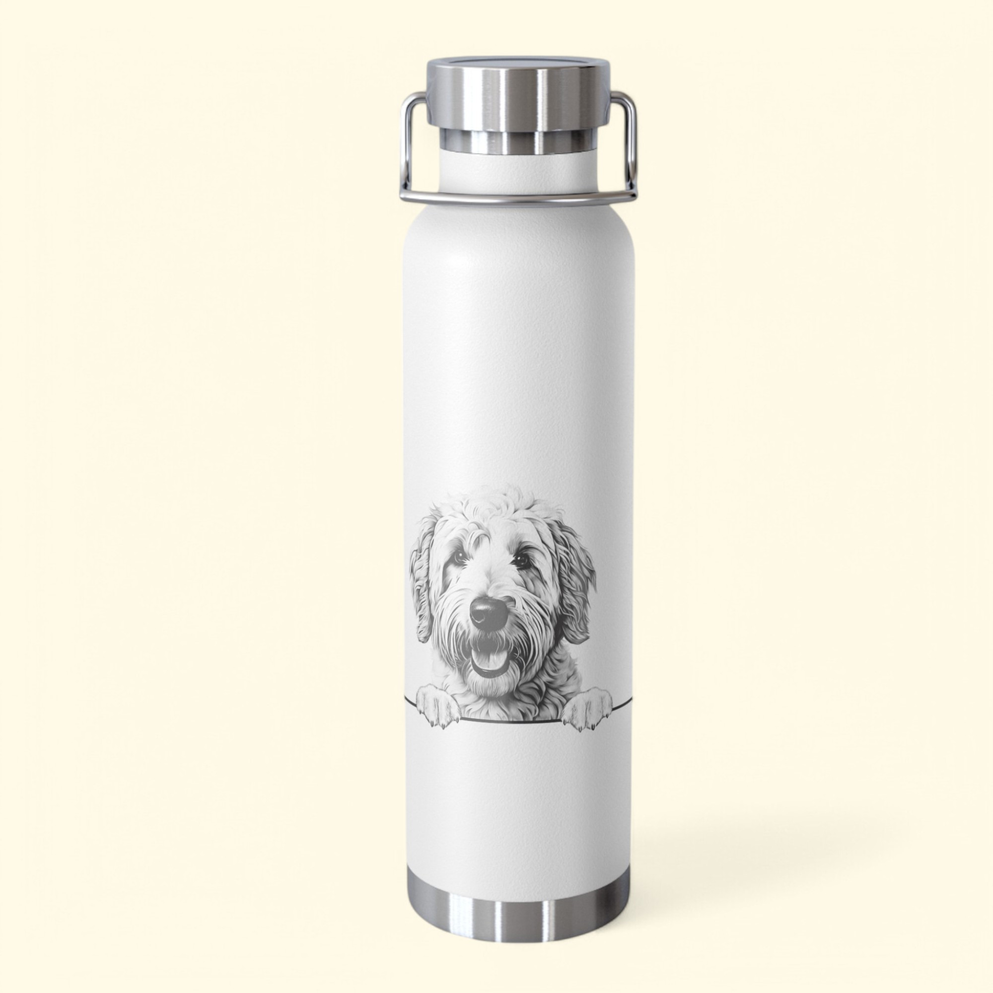 Golden Doodle Copper Water Bottle - 22oz Vacuum Insulated Flask with Adorable Pup Design