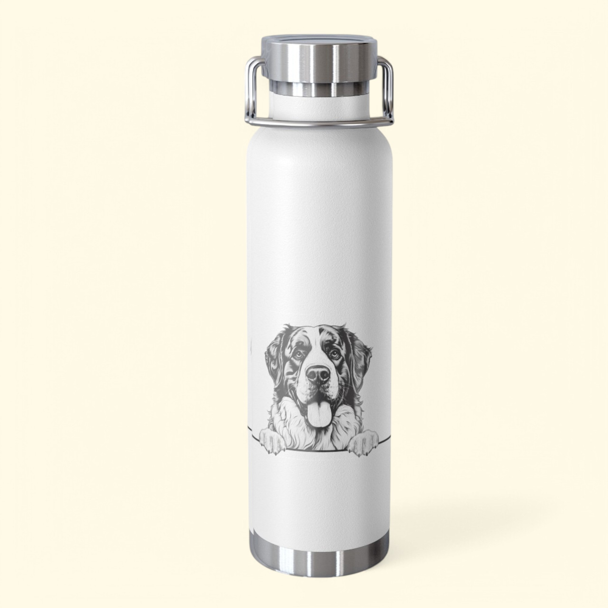 Saint Bernard Copper Water Bottle - 22oz Vacuum Insulated Flask with Adorable Pup Design