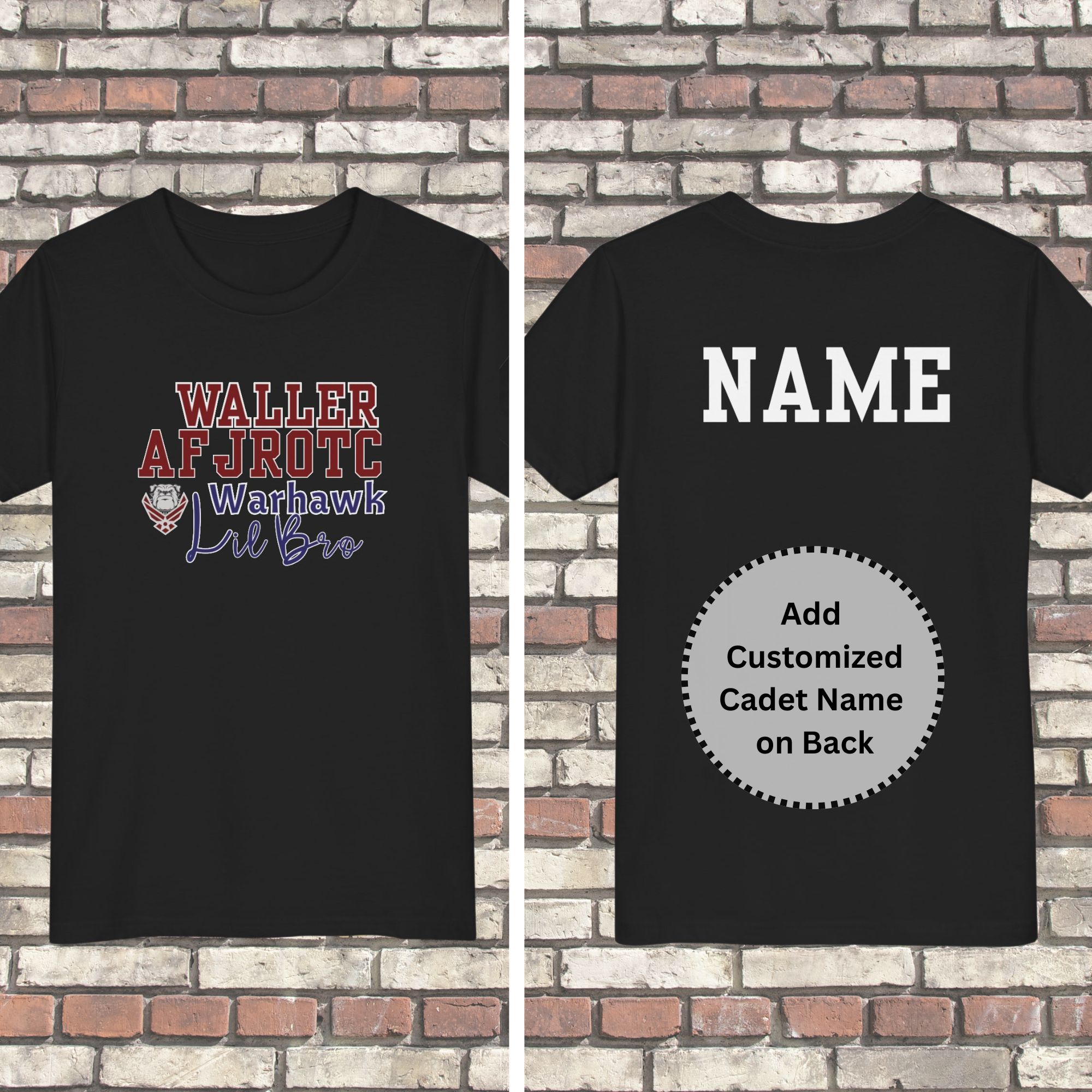 Customized Waller AFJROTC Lil Bro Design Youth Short Sleeve Tee