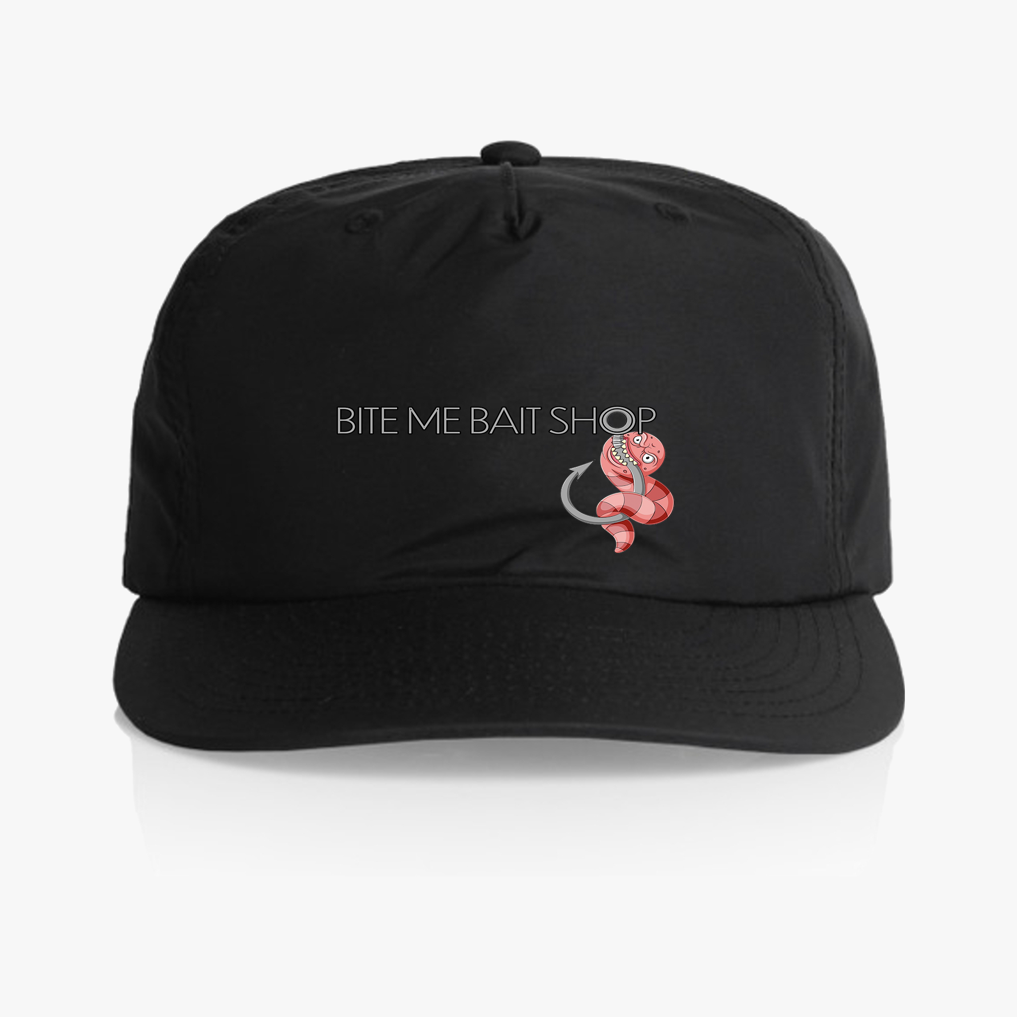 Cap - Bite Me Bait Shop Cartoon Worm and Hook Design product thumbnail image