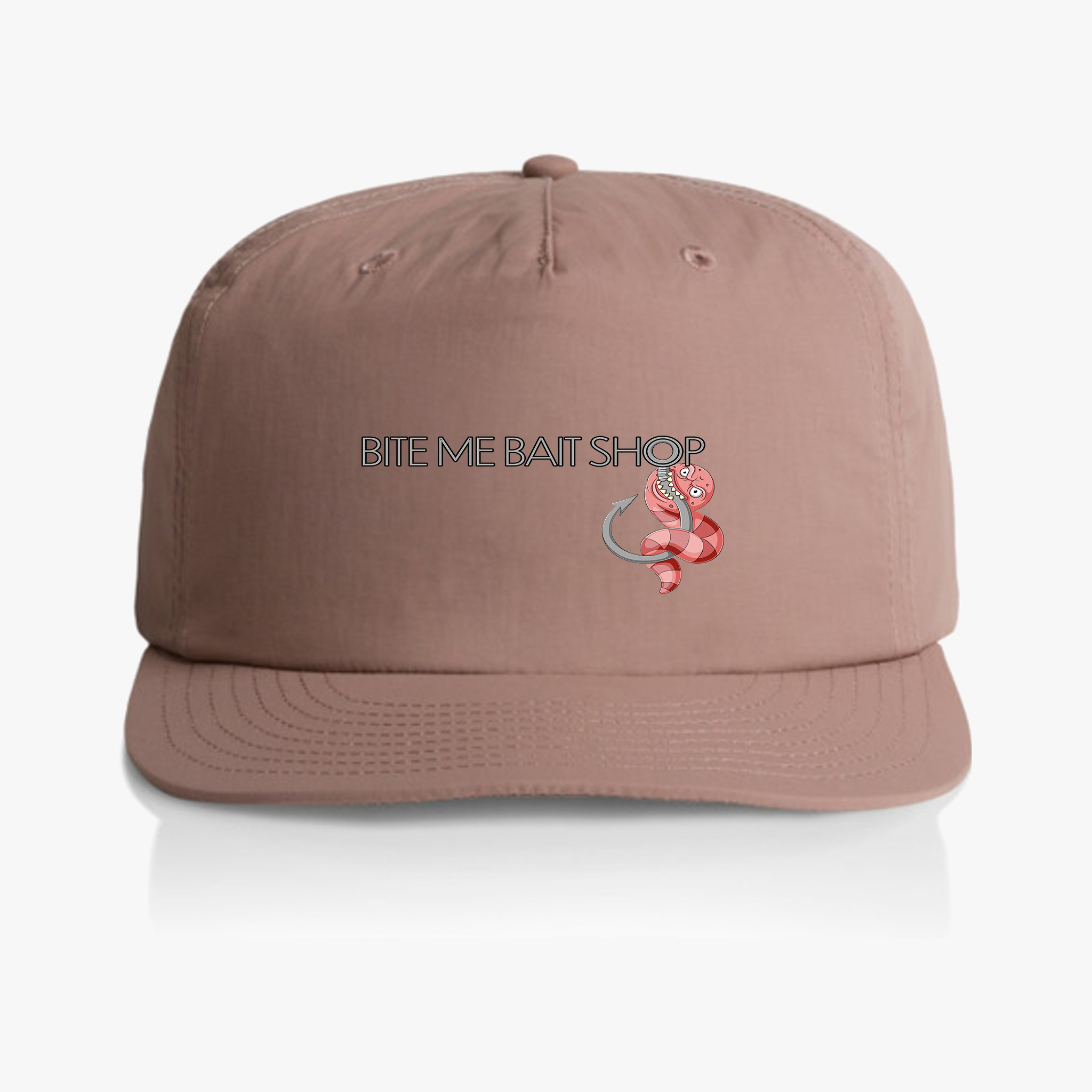 Cap - Bite Me Bait Shop Cartoon Worm and Hook Design product thumbnail image Cap - Bite Me Bait Shop Cartoon Worm and Hook Design product thumbnail image