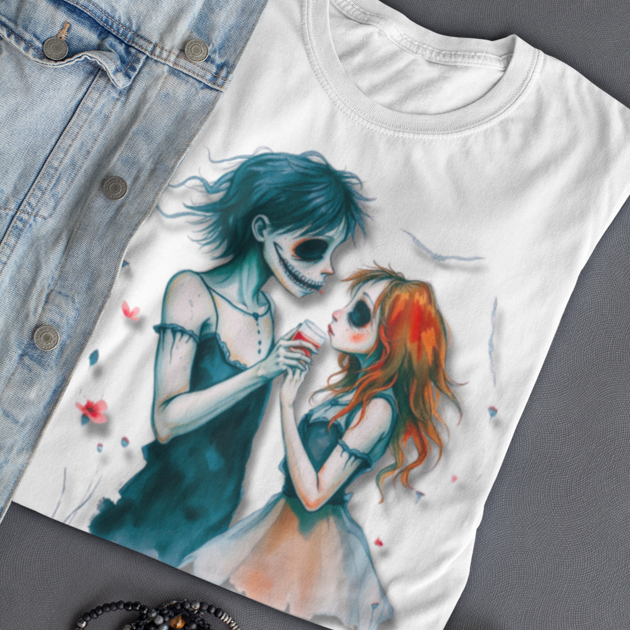 Vintage Unisex Garment-Dyed T-shirt, Dead Love Graphic Tee, Retro Distressed Shirt, Gothic Clothing, Grunge Top product thumbnail image