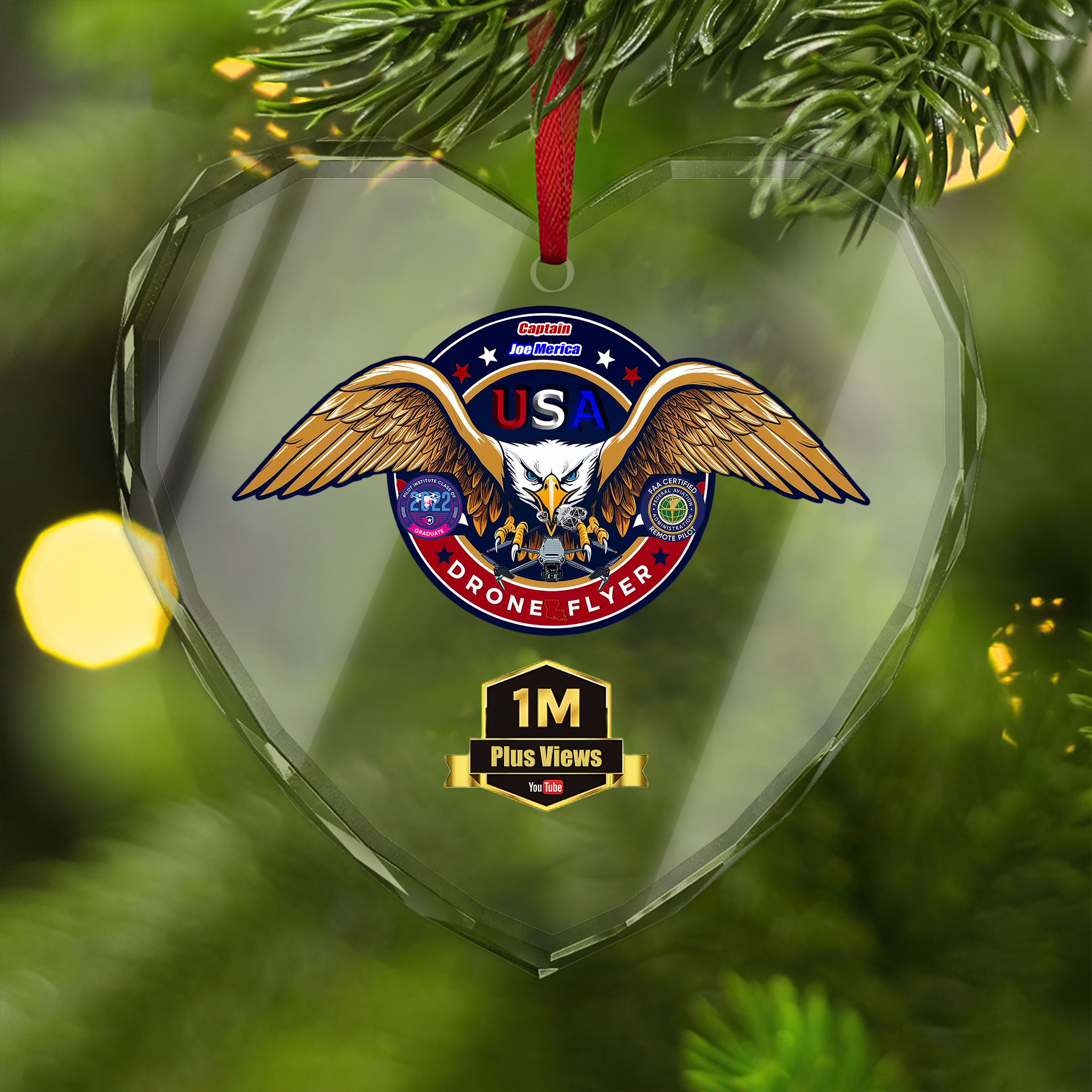 USA Drone Flyer Crystal Glass Ornament - Perfect Gift for Drone Enthusiasts product thumbnail image USA Drone Flyer Crystal Glass Ornament - Perfect Gift for Drone Enthusiasts product thumbnail image