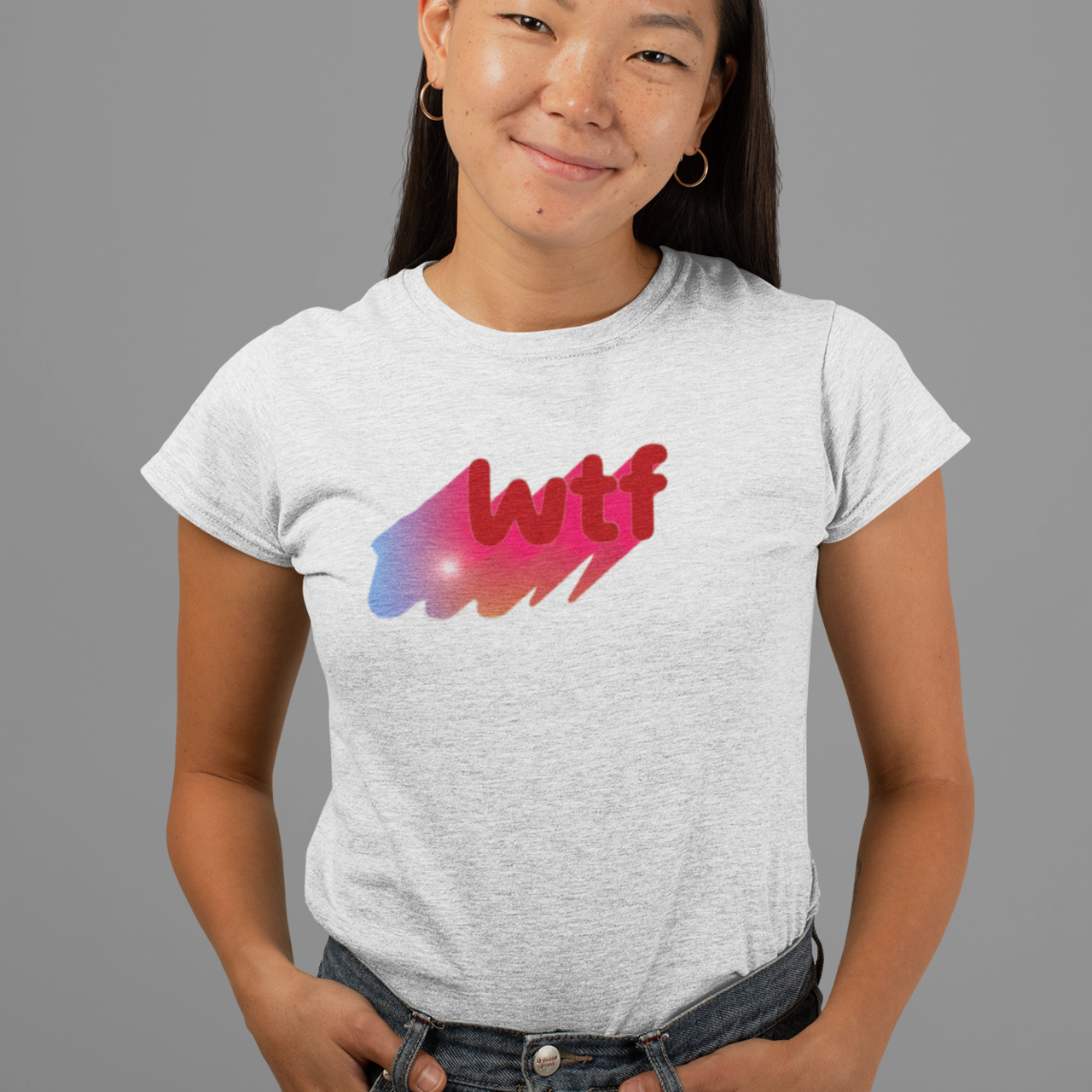 Vintage WTF Retro Unisex Tee Shirt, Funny Graphic Tri-Blend Crew Tshirt, 90s Hipster Top, Unisex Tee Shirt, Funny Retro Graphic Tee, Vintage product thumbnail image
