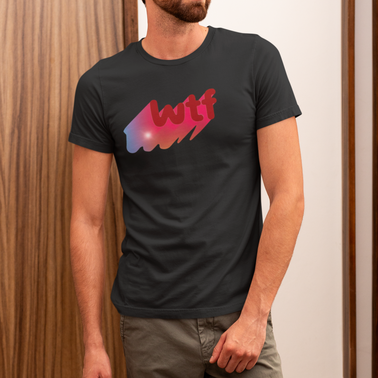 Vintage WTF Retro Unisex Tee Shirt, Funny Graphic Tri-Blend Crew Tshirt, 90s Hipster Top, Unisex Tee Shirt, Funny Retro Graphic Tee, Vintage product thumbnail image