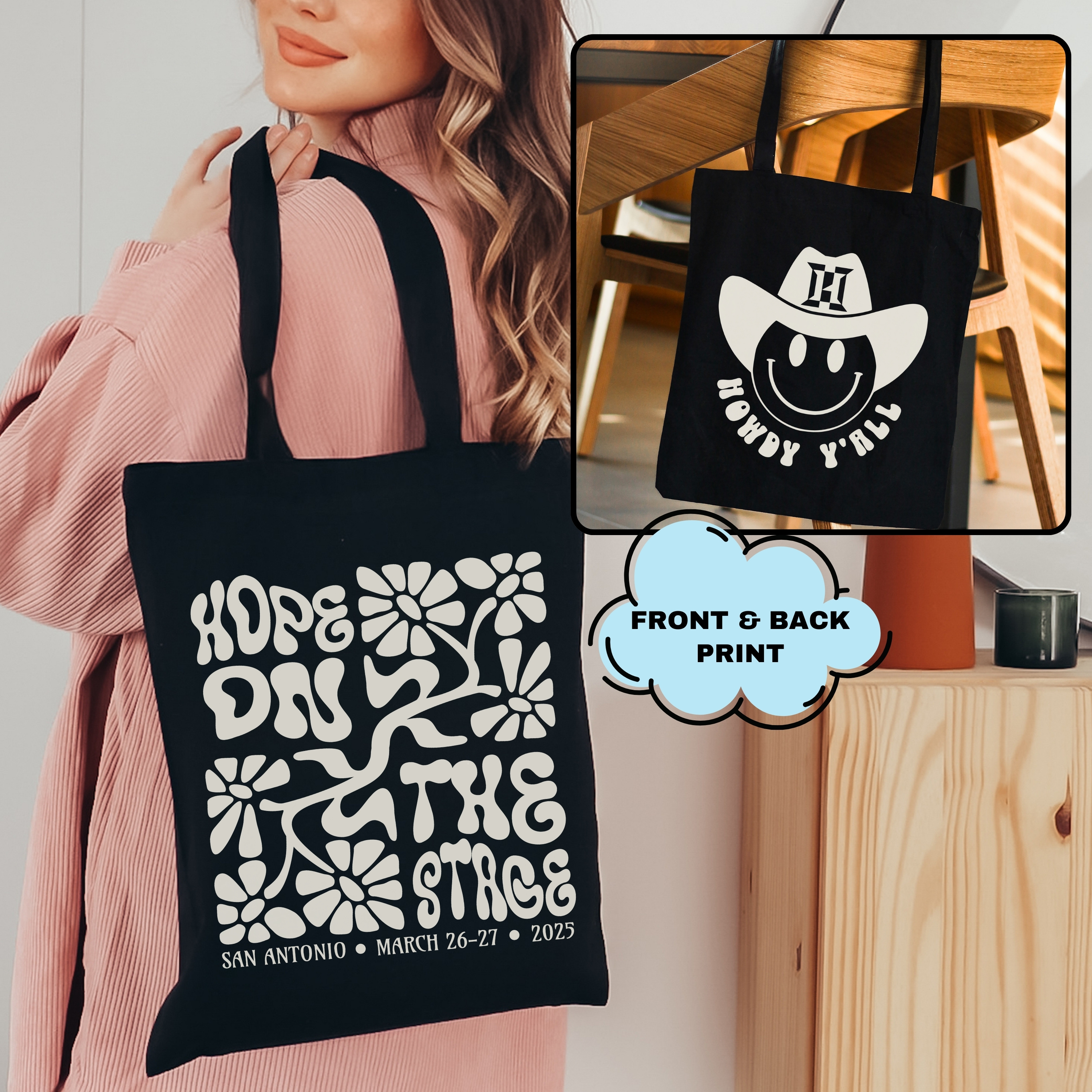 Hobi Cowboy Subtle HOTS San Antonio Cotton Canvas Tote Bag, Printed on FRONT and BACK, Deisgned for ARMY, by ARMY product thumbnail image Hobi Cowboy Subtle HOTS San Antonio Cotton Canvas Tote Bag, Printed on FRONT and BACK, Deisgned for ARMY, by ARMY product thumbnail image