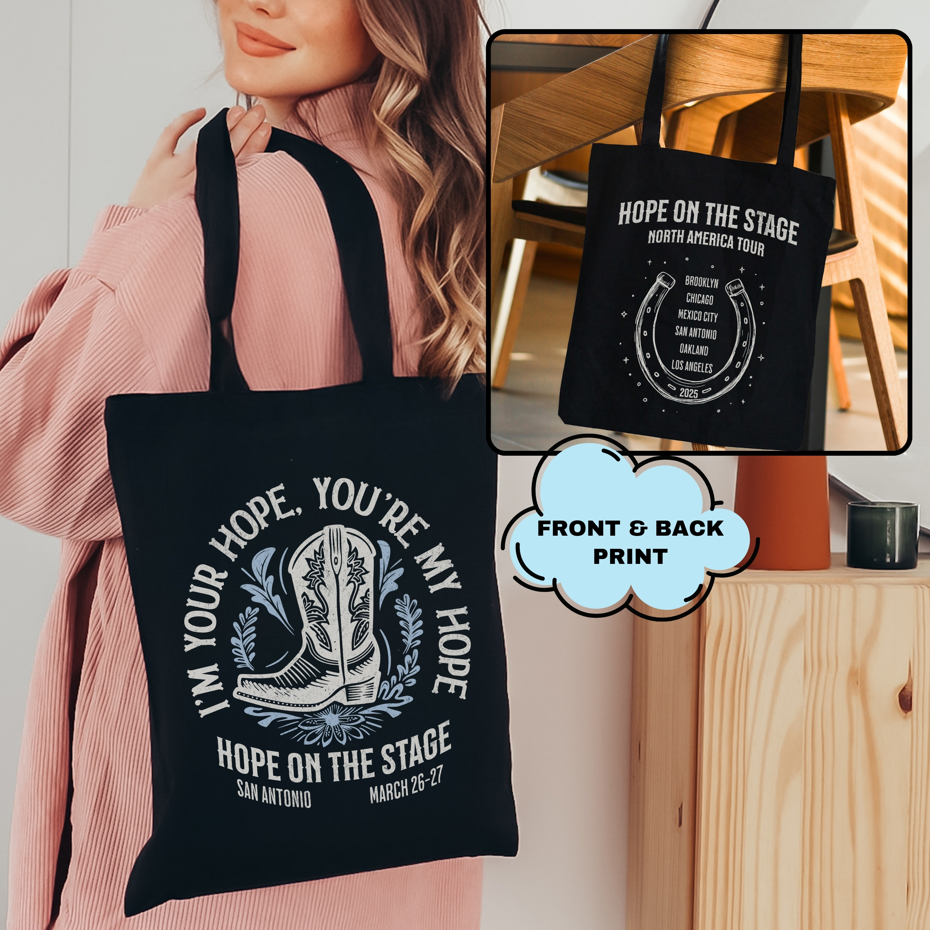 Hobi Cowboy HOTS Tour Cotton Canvas Tote Bag, Printed on FRONT and BACK, Deisgned for ARMY, by ARMY product thumbnail image Hobi Cowboy HOTS Tour Cotton Canvas Tote Bag, Printed on FRONT and BACK, Deisgned for ARMY, by ARMY product thumbnail image