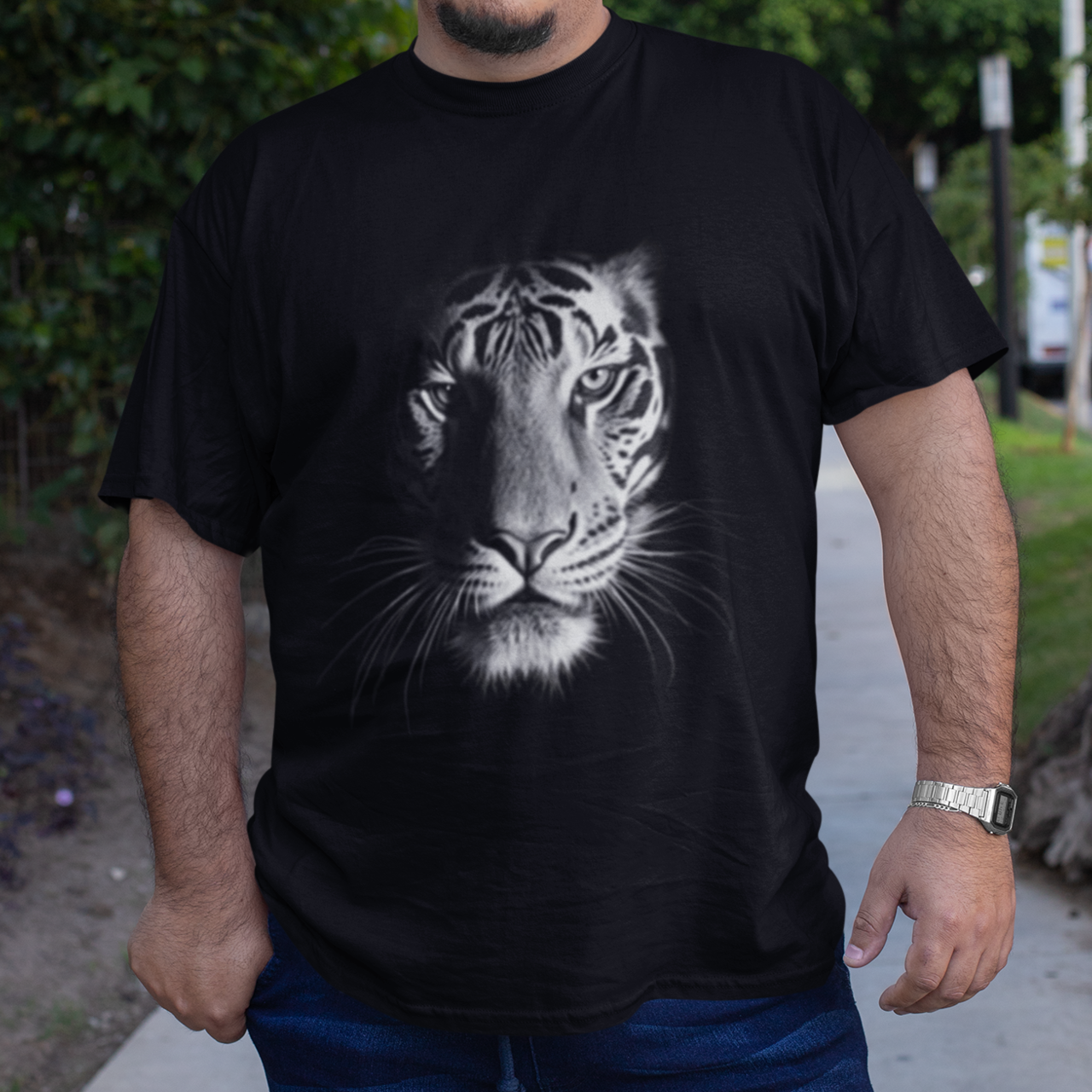 Tiger Face Tee, Unisex Graphic Shirt, Animal Print T-shirt, Wildlife Lover Gift, Jungle Theme Top, Safari Inspired Apparel product thumbnail image