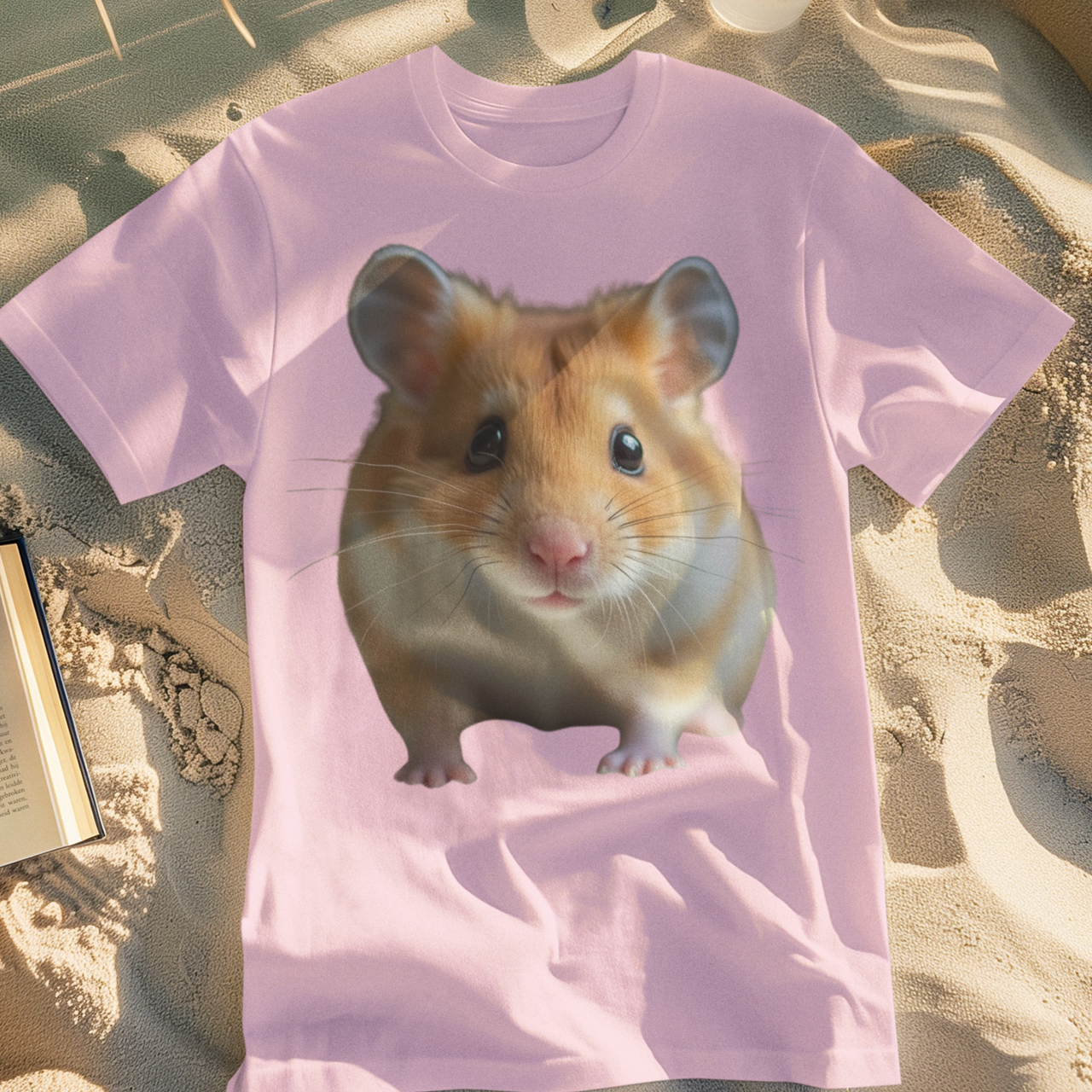 Pet Collection Hamster Face Garment-Dyed T-shirt, Cute Animal Lover Tee, Rodent Graphic Shirt, Casual Top for Men Women, Customizable Outfit product thumbnail image