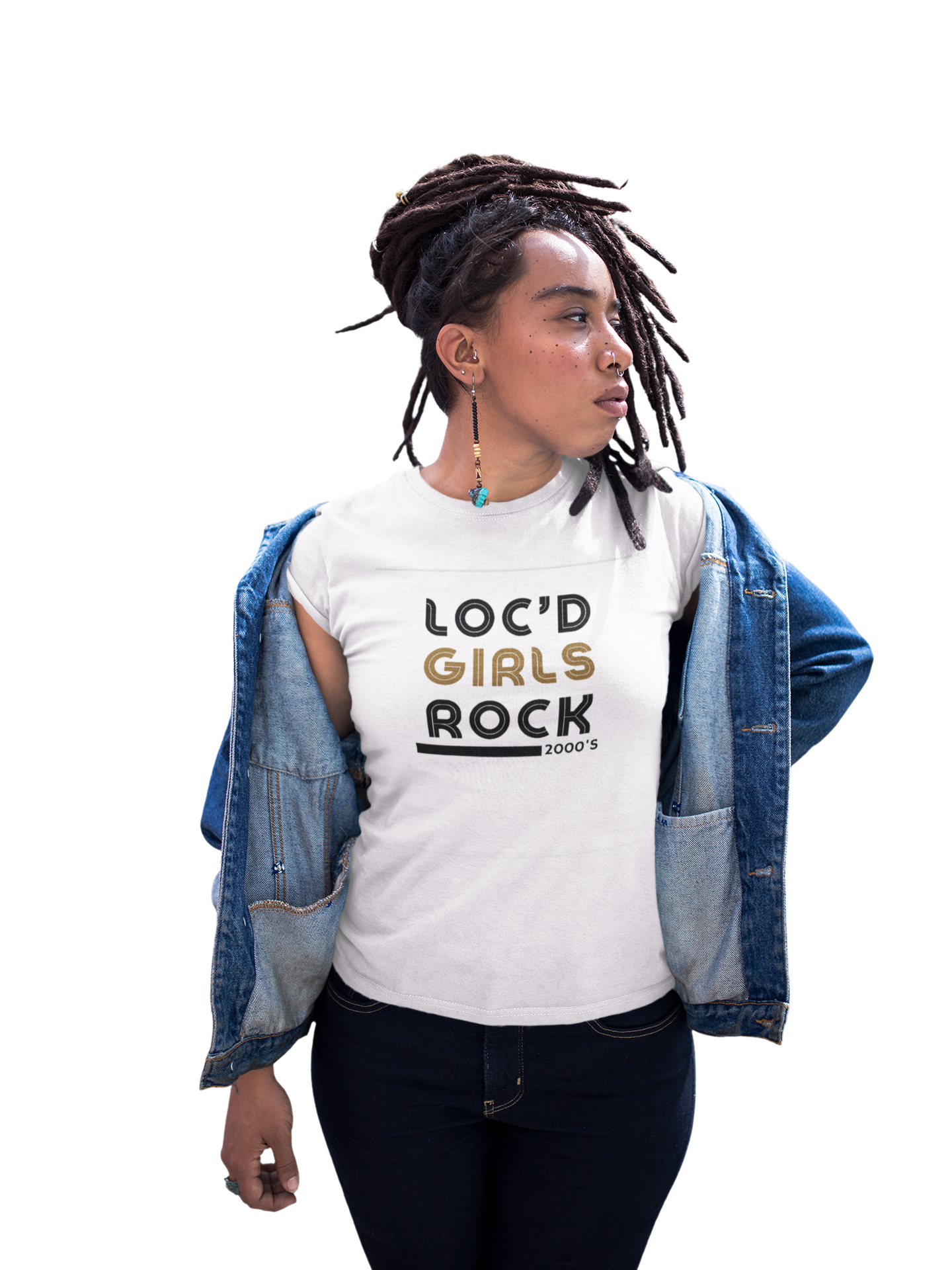 Graphic T-Shirt for Loc'd Hairstyles "Loc'd Girls Rock" Graphic Hair Mood T-Shirt product thumbnail image