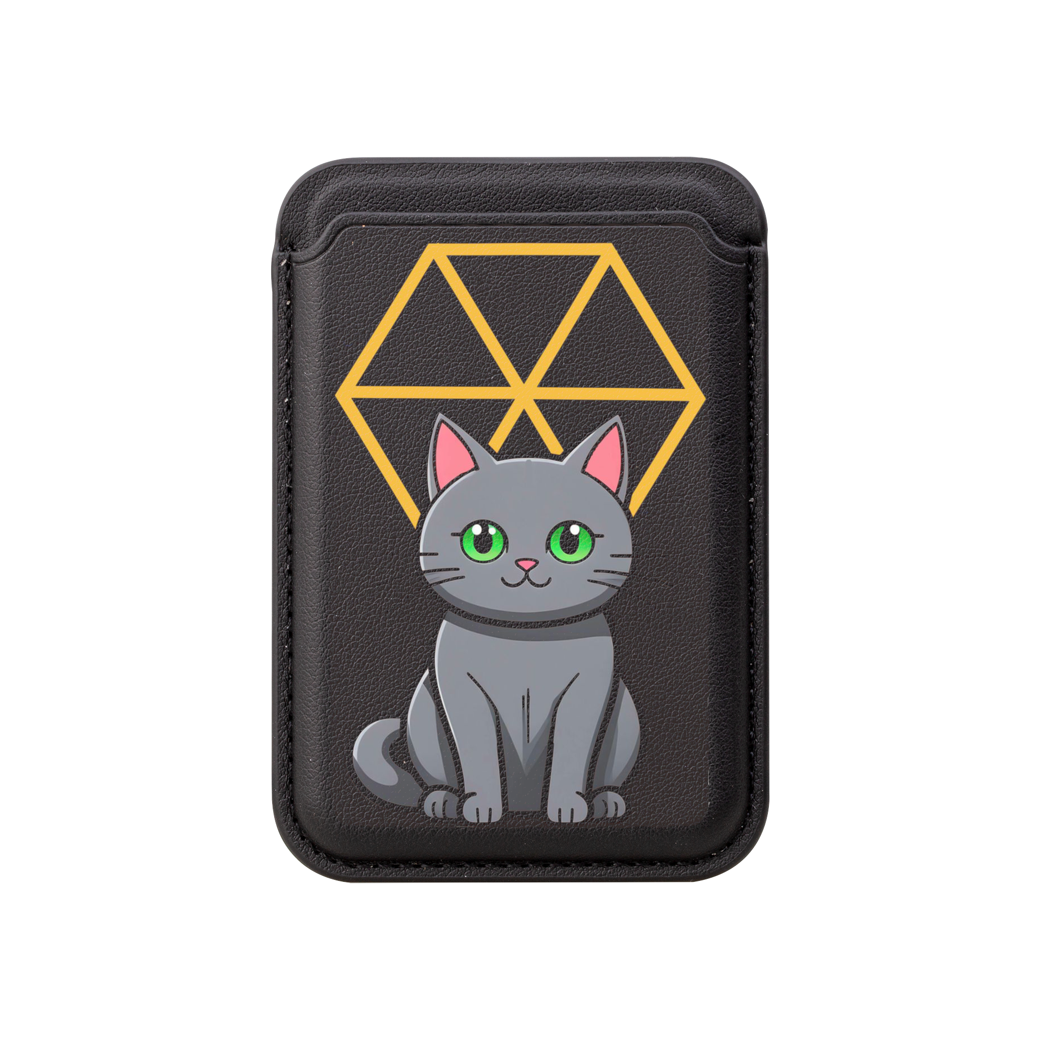 Chic &amp; Sustainable | Gray Cat Vegan Wallet with Geometric Charm  product thumbnail image