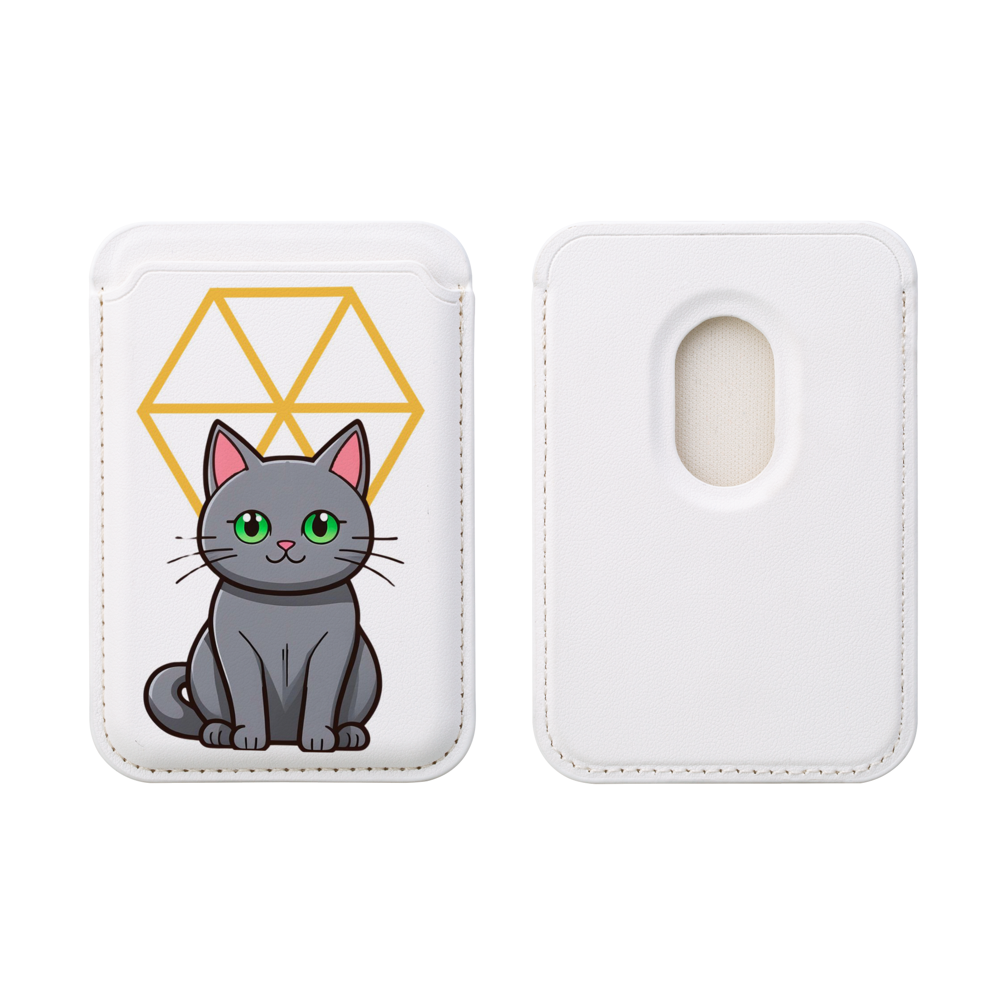 Chic &amp; Sustainable | Gray Cat Vegan Wallet with Geometric Charm  product thumbnail image