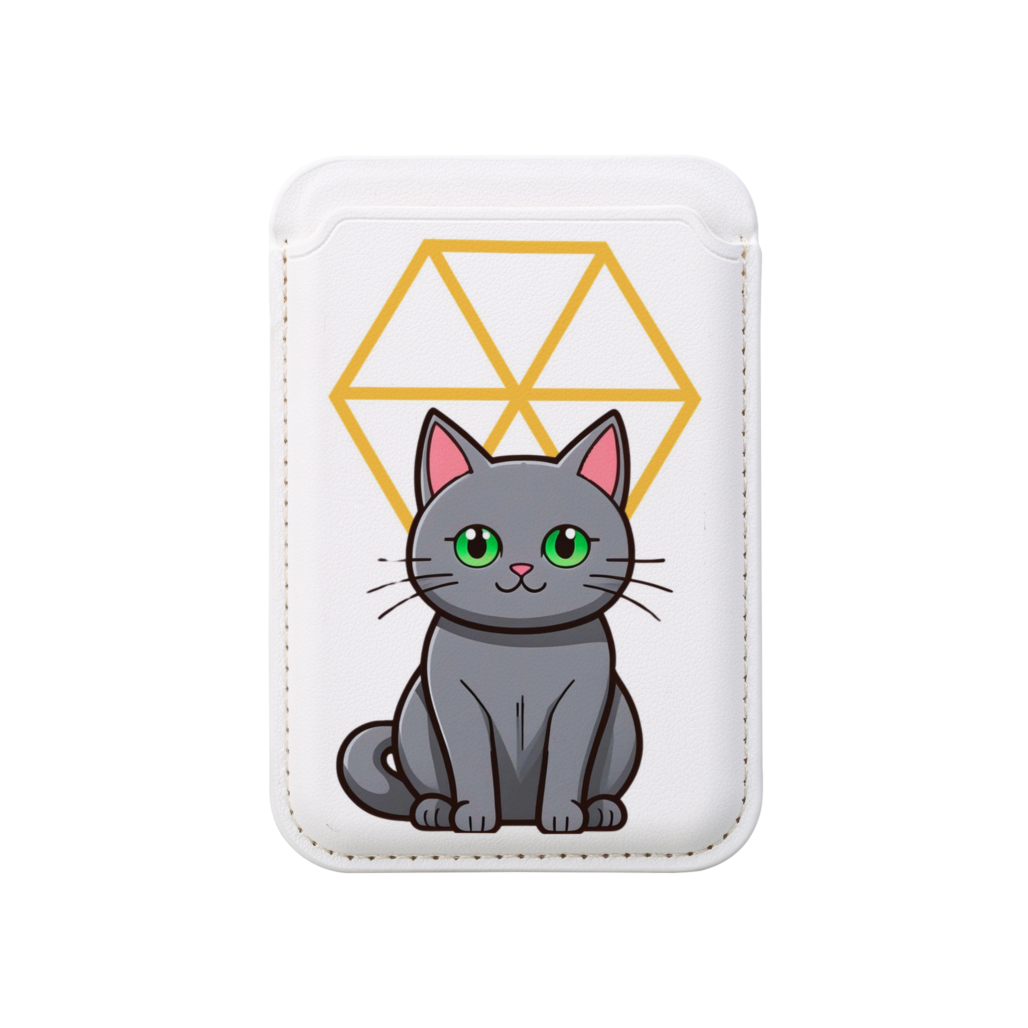 Chic &amp; Sustainable | Gray Cat Vegan Wallet with Geometric Charm  product thumbnail image