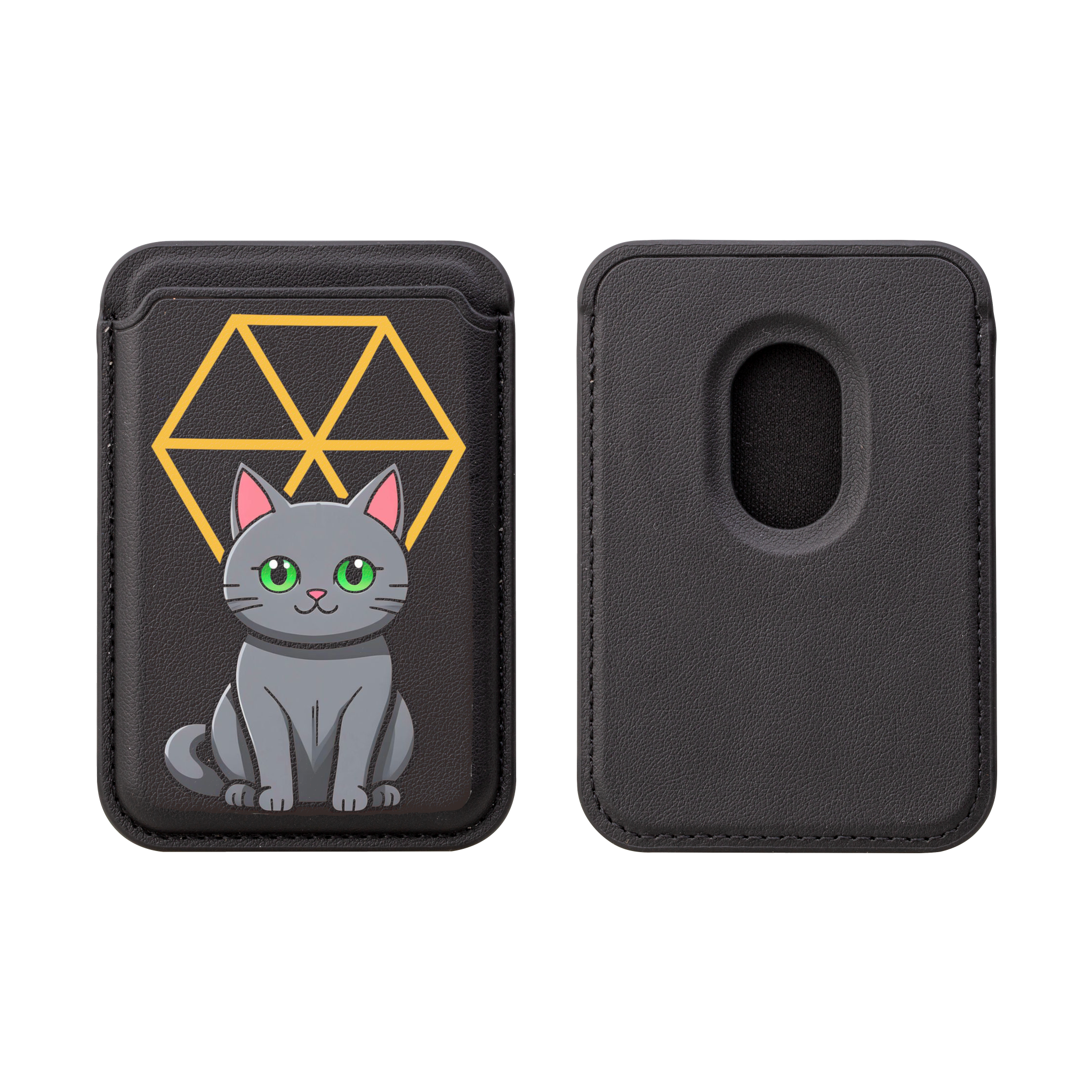Chic &amp; Sustainable | Gray Cat Vegan Wallet with Geometric Charm  product thumbnail image