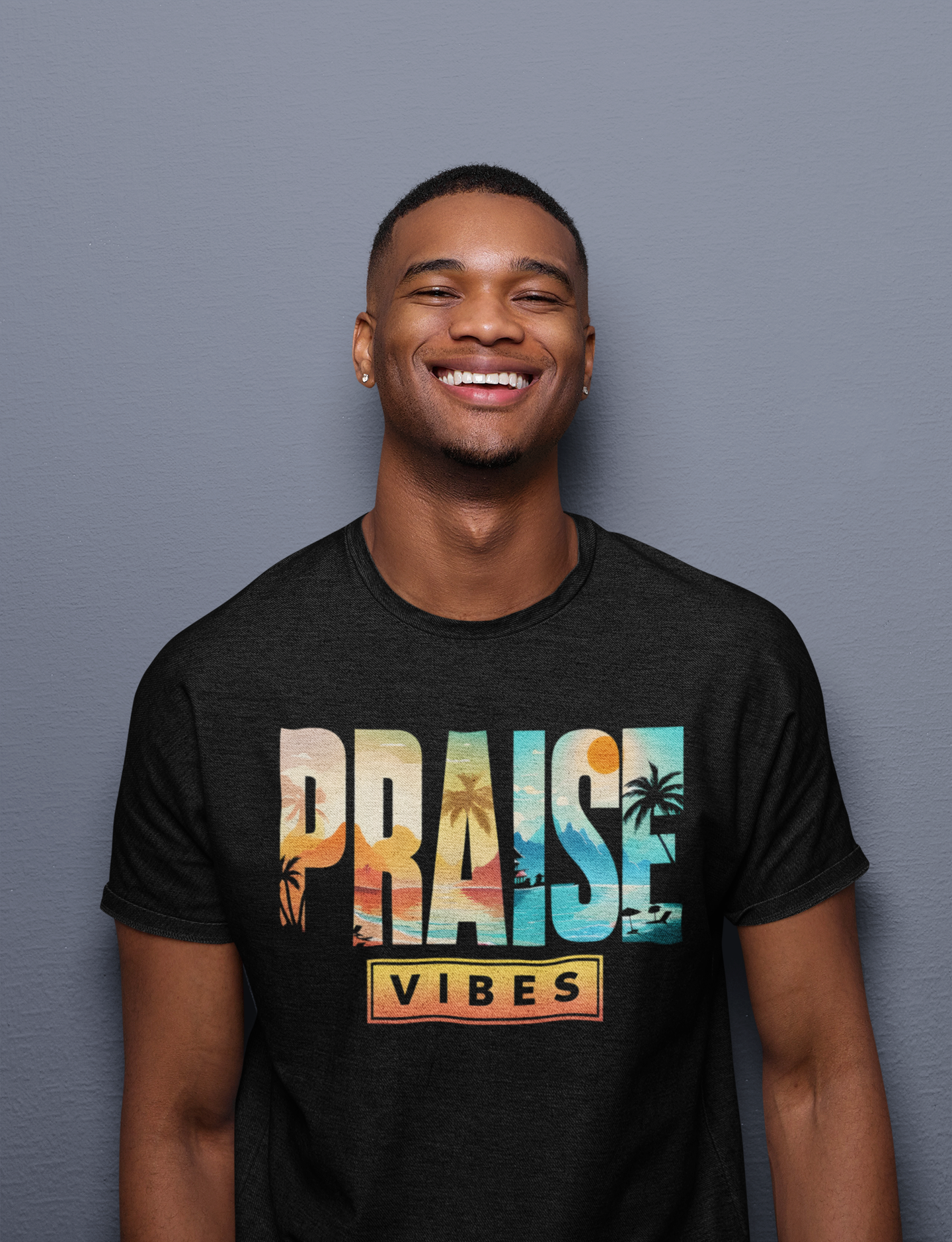 Praise Vibes Unisex Softstyle T-Shirt - Tropical Graphic Tee for Everyday Joy Praise Vibes Unisex Softstyle T-Shirt - Tropical Graphic Tee for Everyday Joy