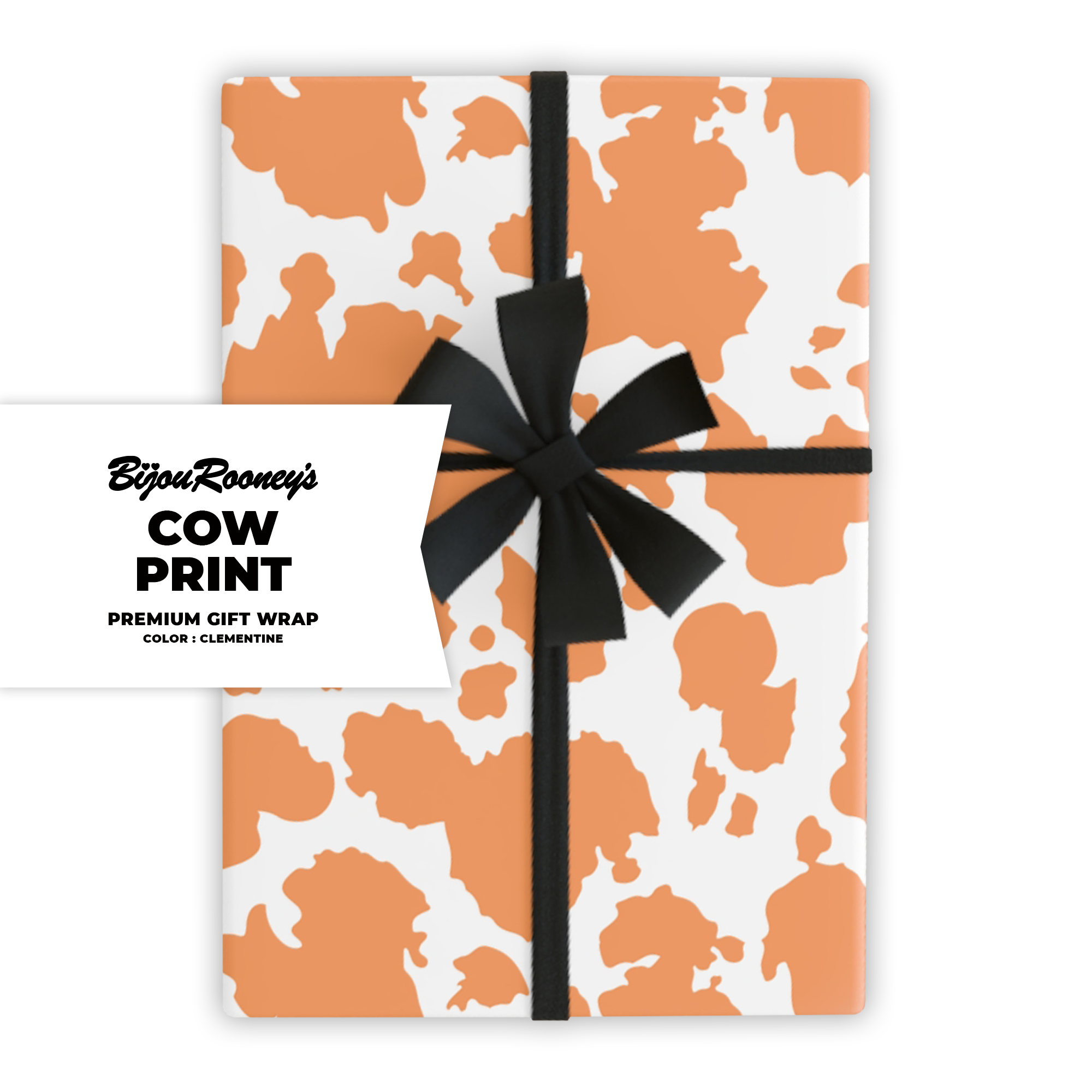 Cow Print Gift Wrap in Clementine