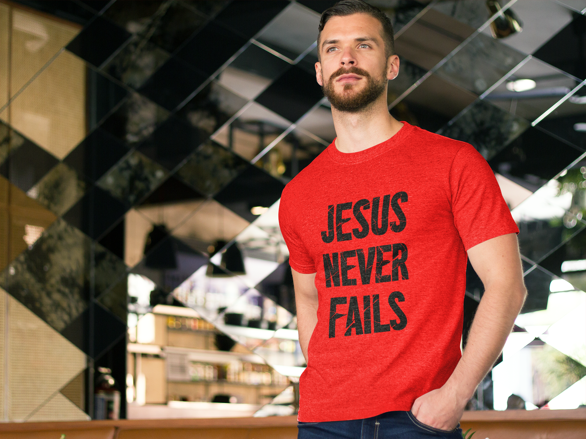 Inspirational Unisex Softstyle T-Shirt – 'Jesus Never Fails' product thumbnail image Inspirational Unisex Softstyle T-Shirt – 'Jesus Never Fails' product thumbnail image