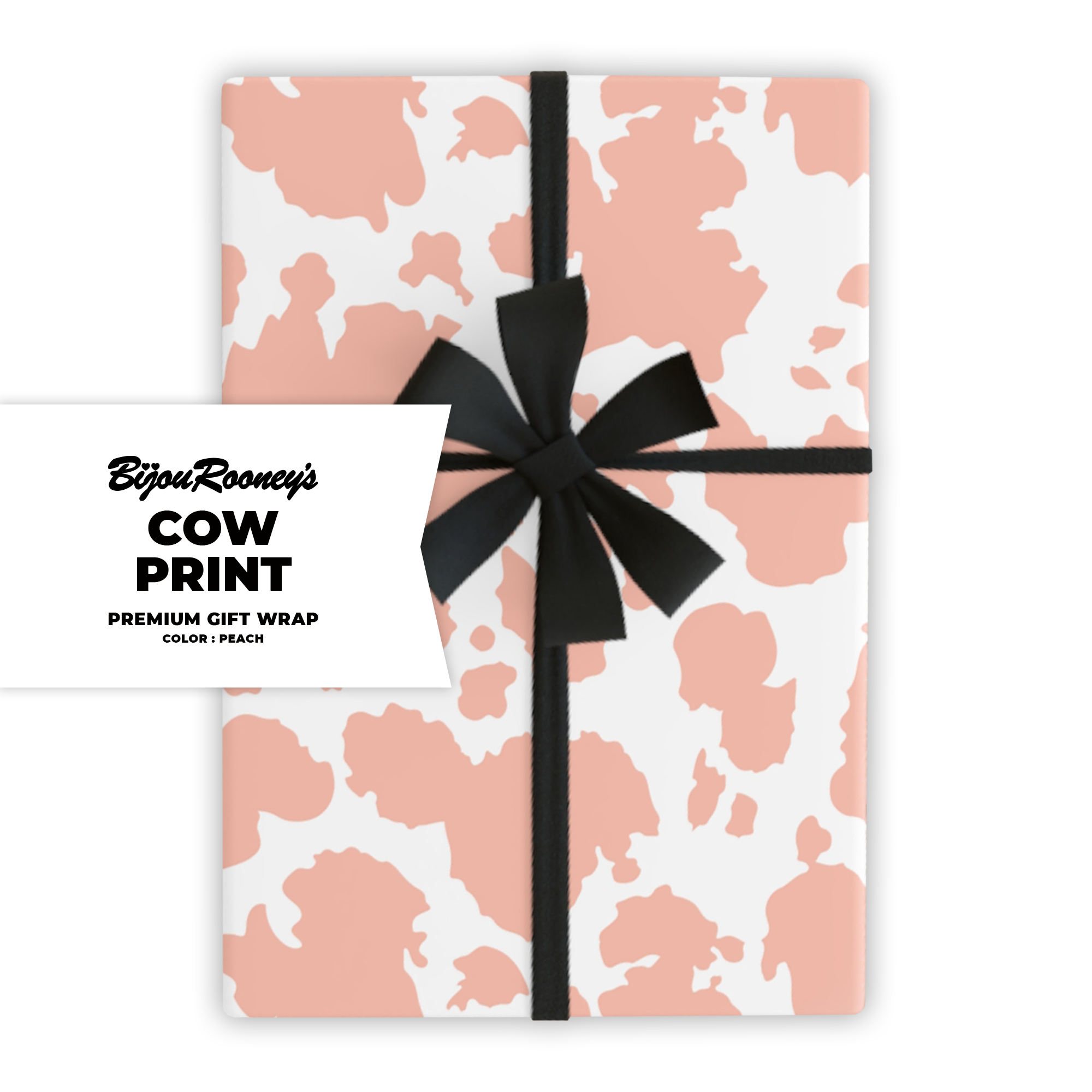 Cow Print Gift Wrap in Peach