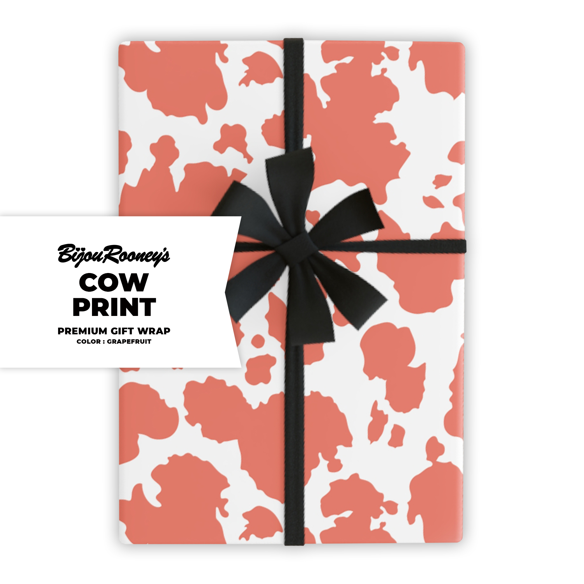 Cow Print Gift Wrap in Grapefruit