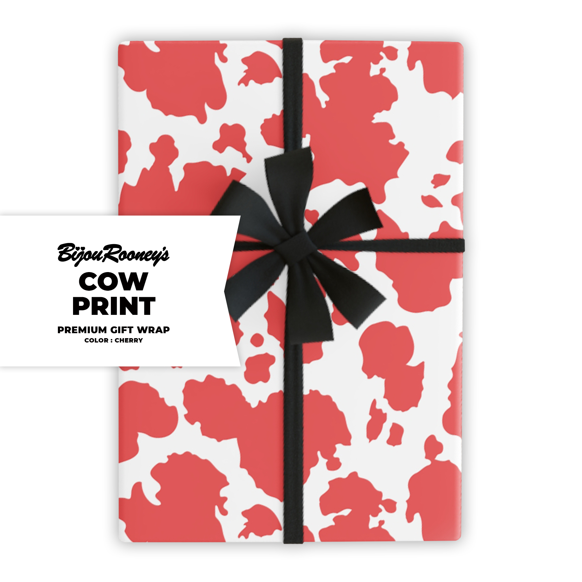 Cow Print Gift Wrap in Cherry