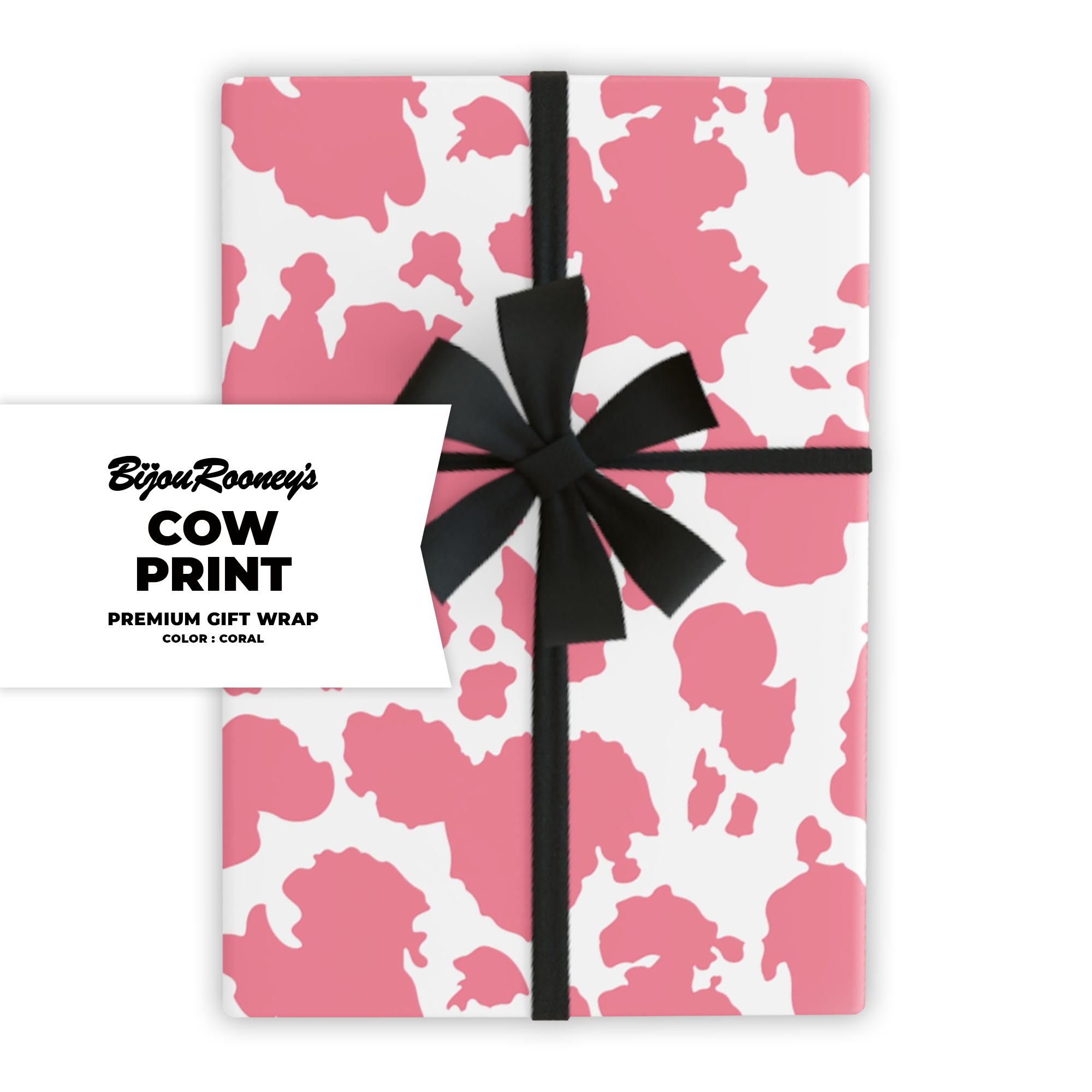 Cow Print Gift Wrap in Coral