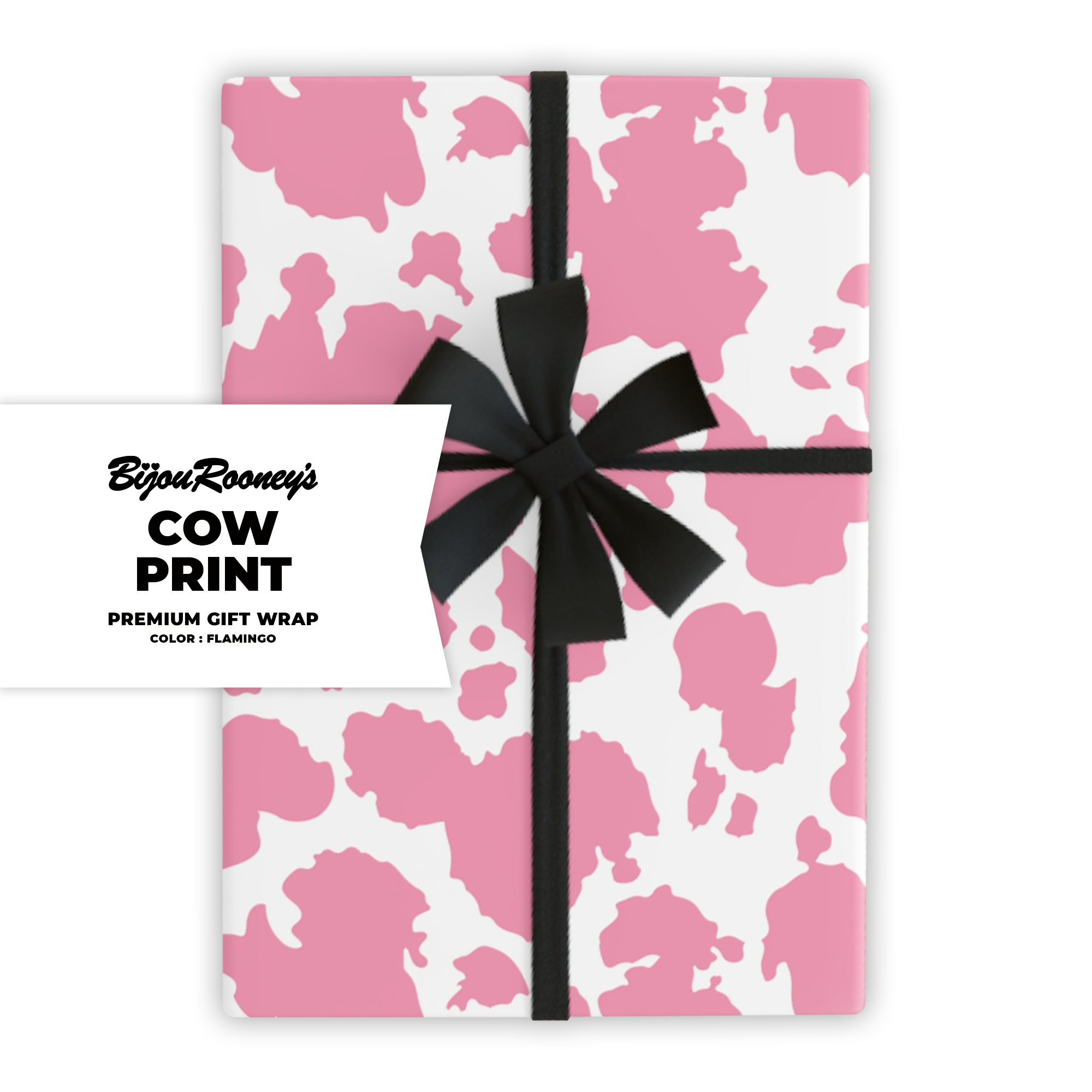 Cow Print Gift Wrap in Flamingo