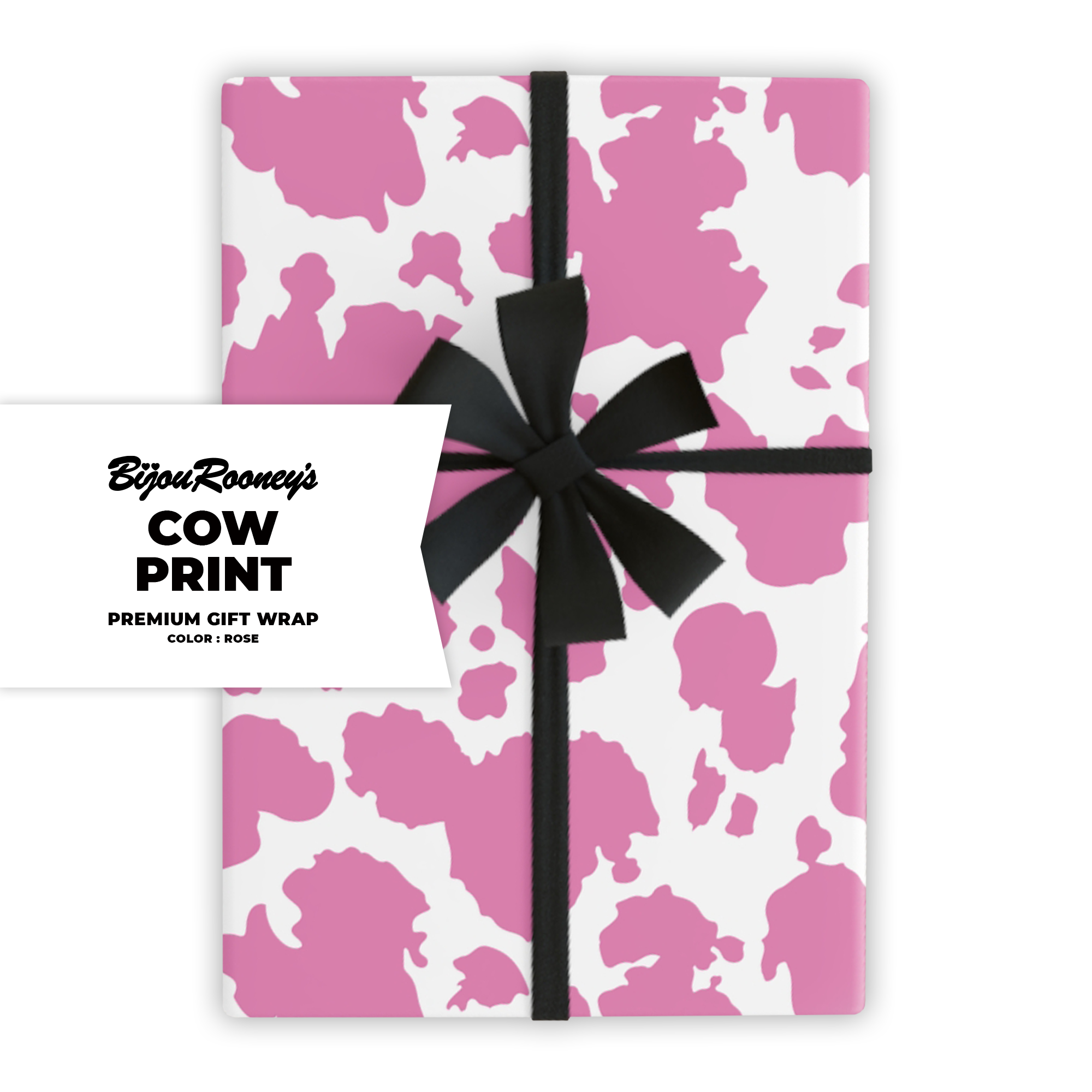 Cow Print Gift Wrap in Rose