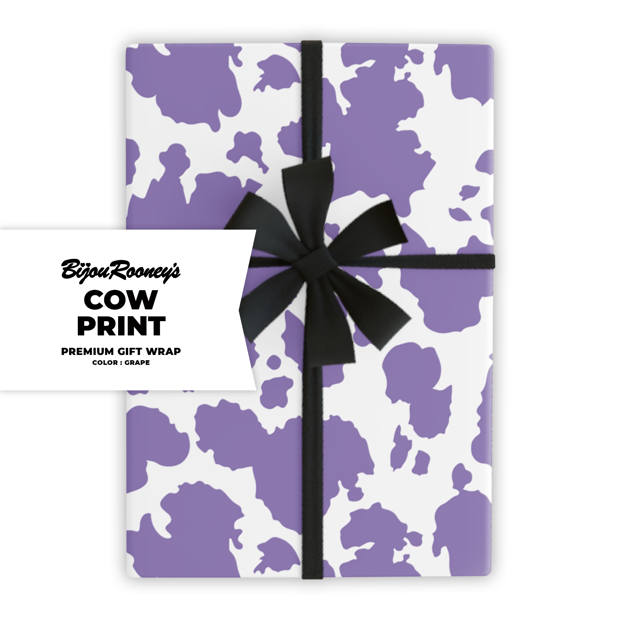 Cow Print Gift Wrap in Grape