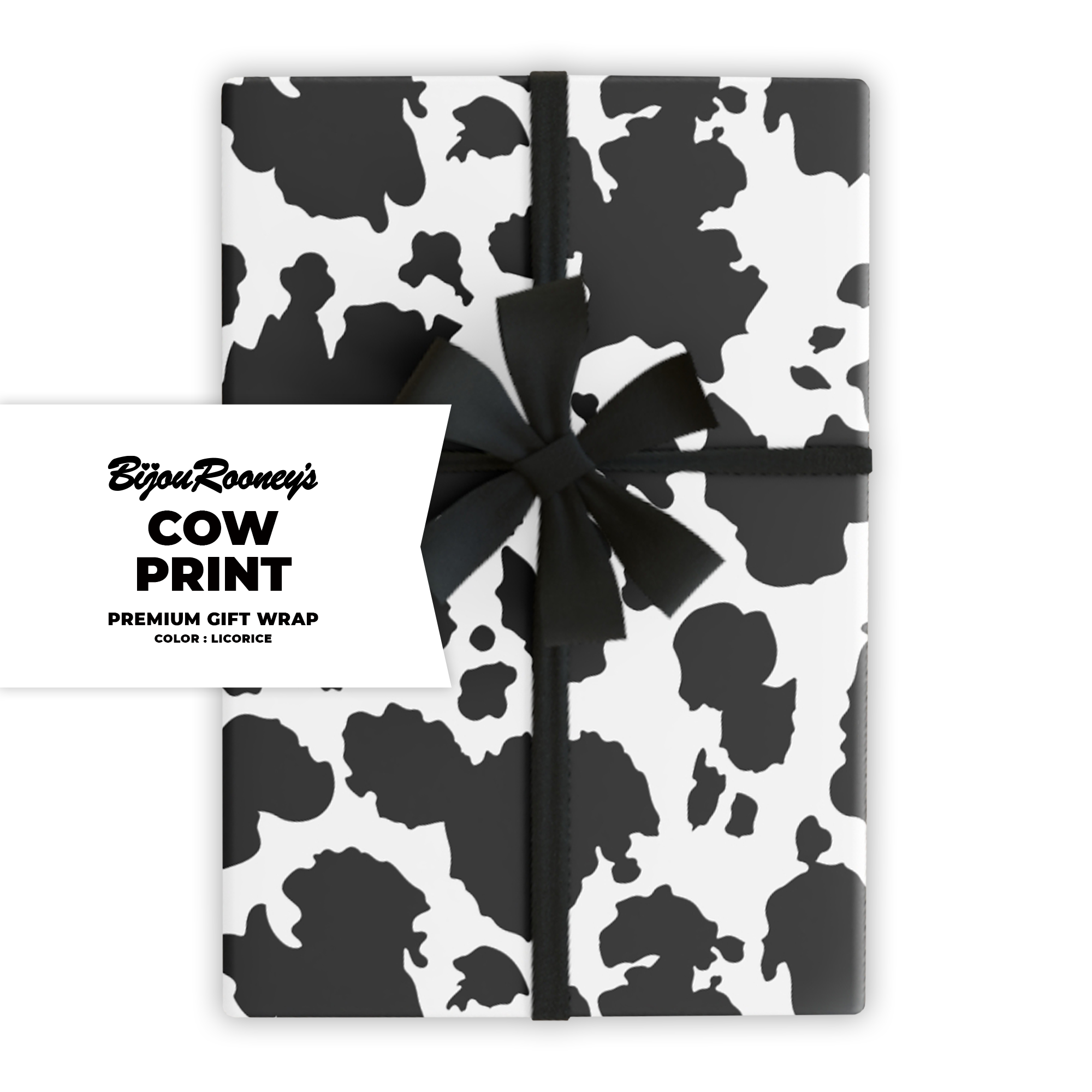Cow Print Gift Wrap in Licorice