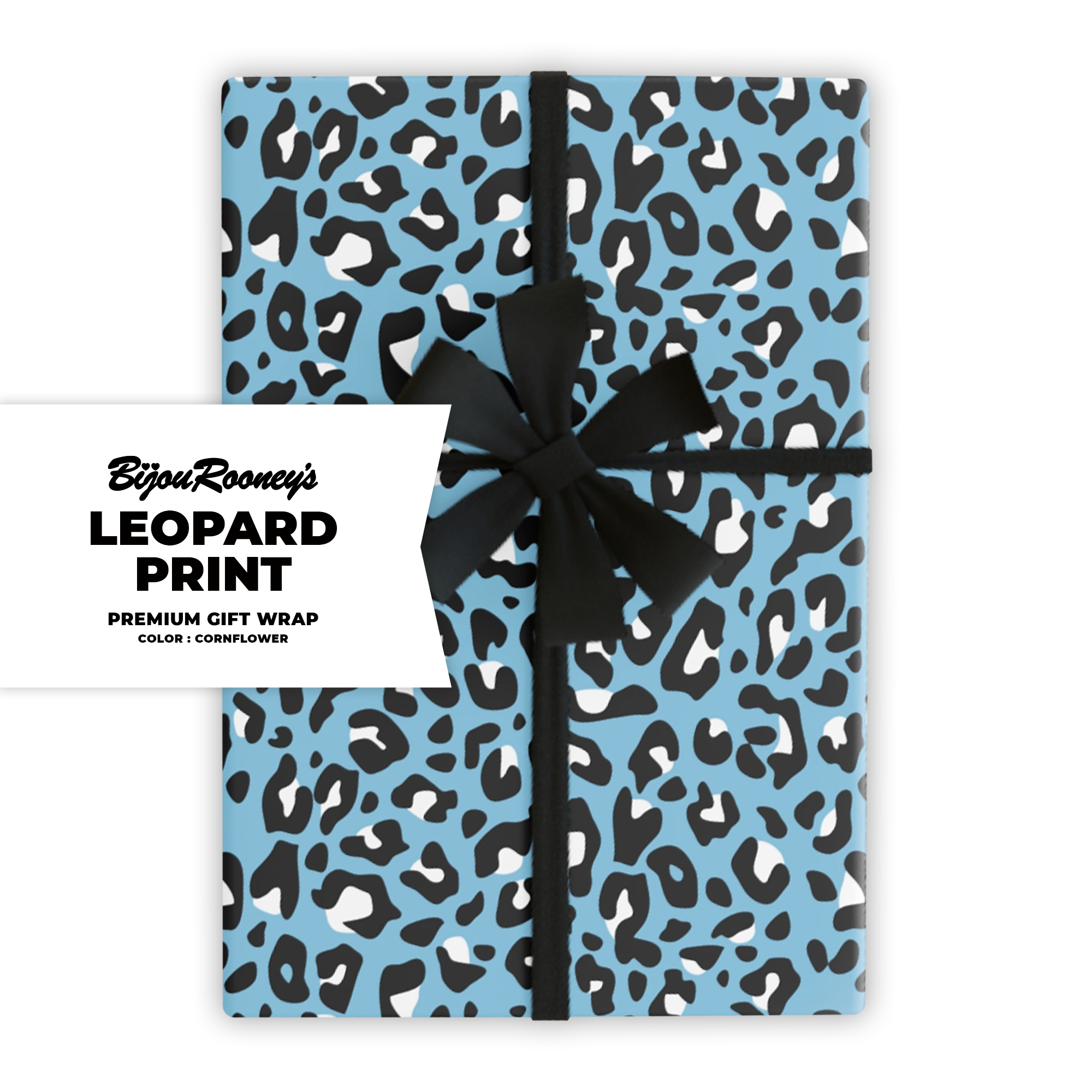 Leopard Print Gift Wrap in Cornflower product thumbnail image Leopard Print Gift Wrap in Cornflower product thumbnail image