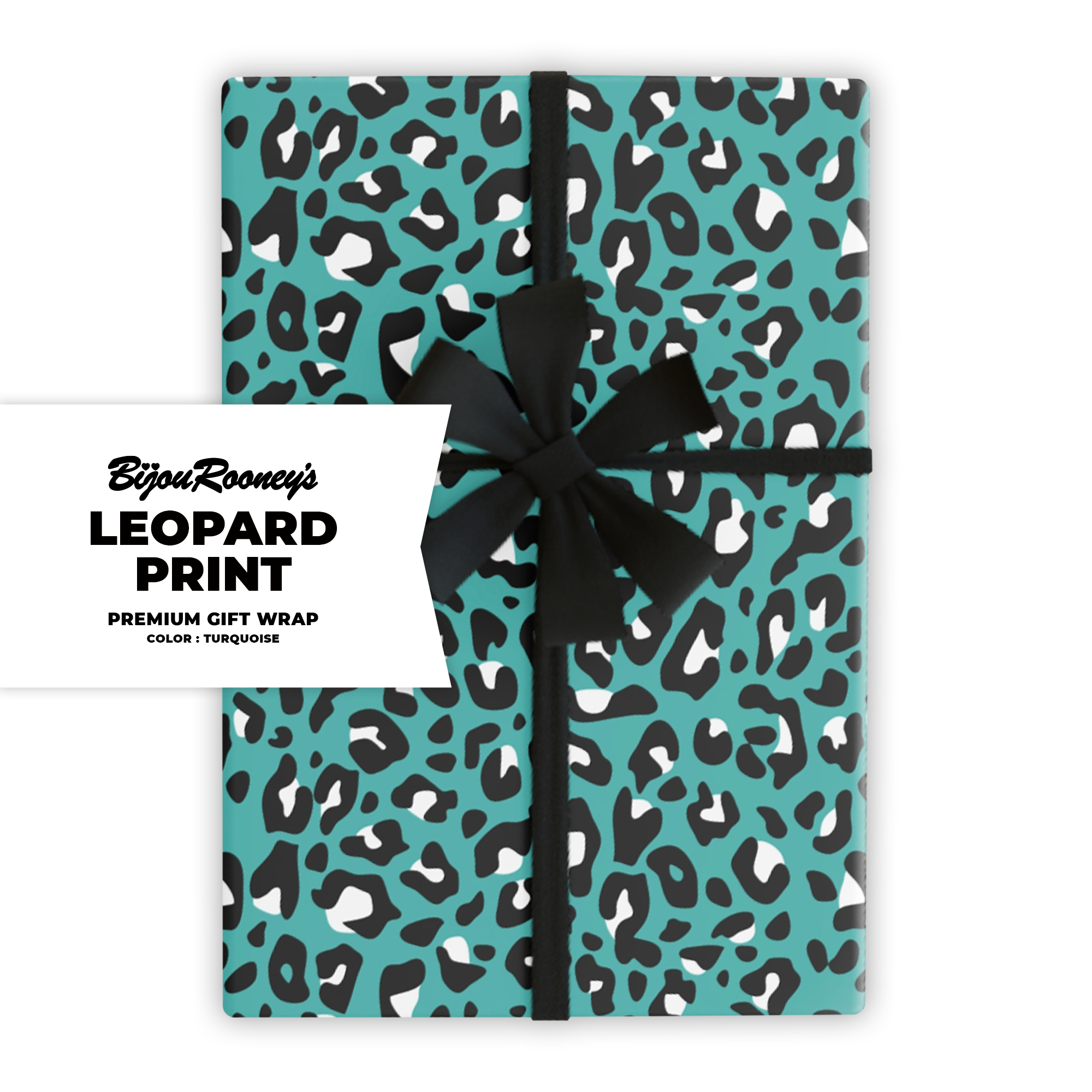 Leopard Print Gift Wrap in Turquoise product thumbnail image Leopard Print Gift Wrap in Turquoise product thumbnail image