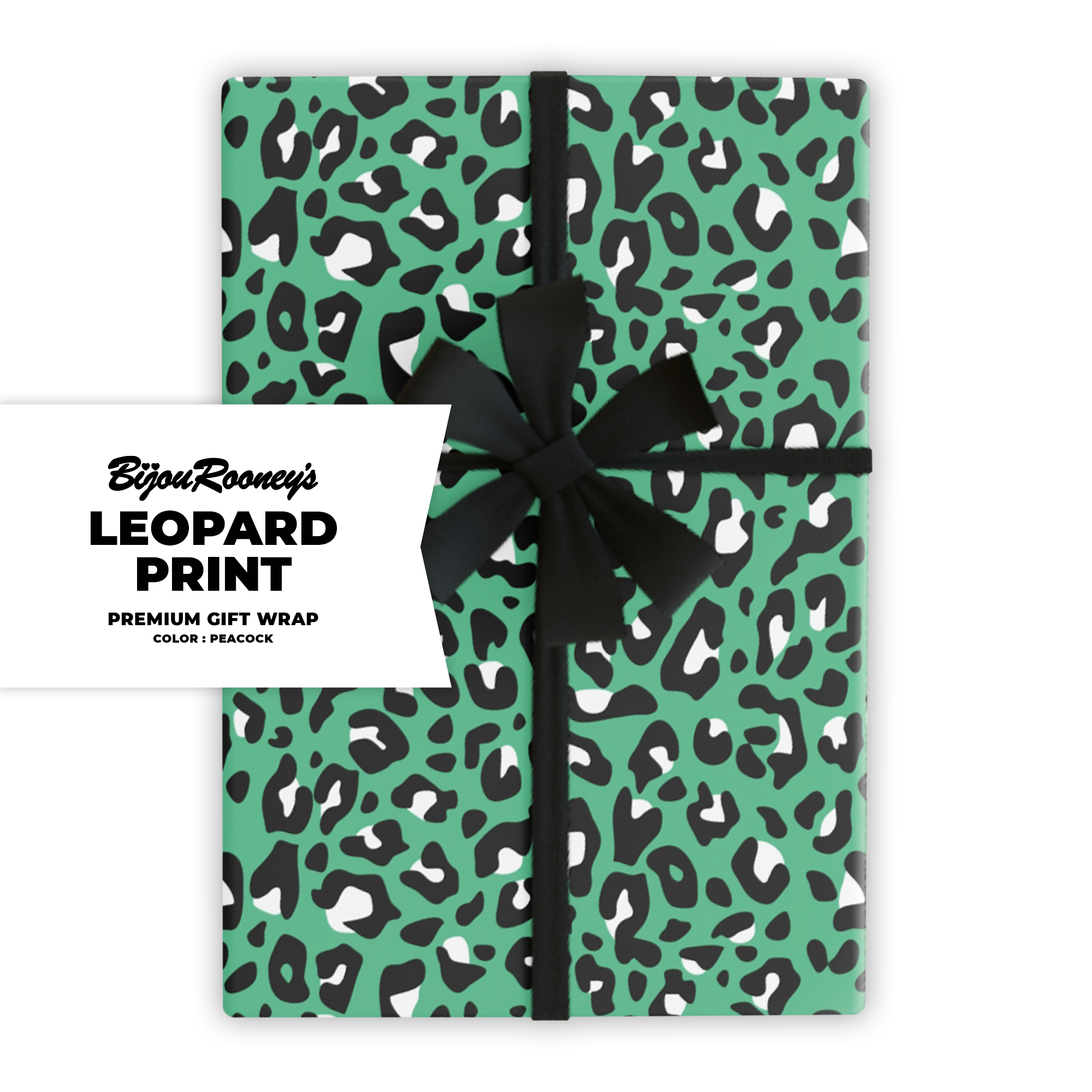 Leopard Print Gift Wrap in Peacock product thumbnail image Leopard Print Gift Wrap in Peacock product thumbnail image