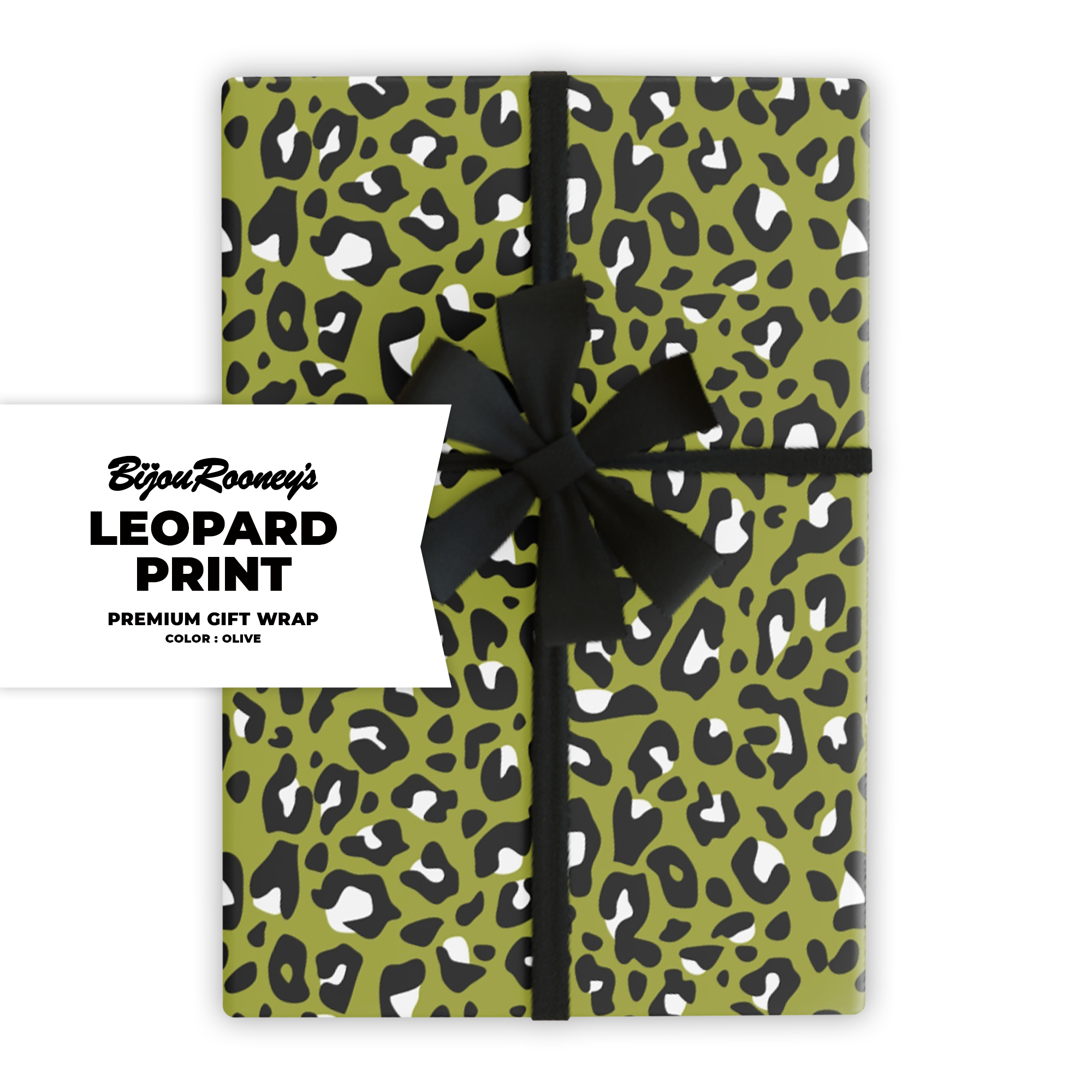 Leopard Print Gift Wrap in Olive product thumbnail image Leopard Print Gift Wrap in Olive product thumbnail image