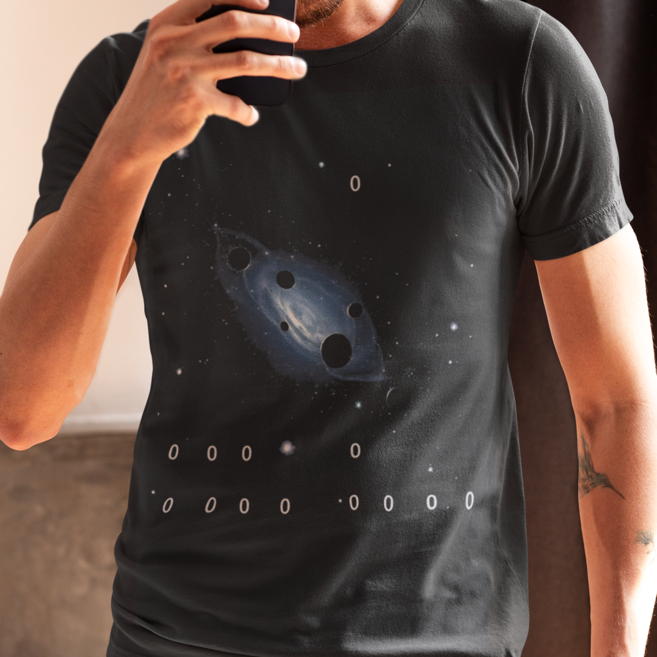 Space Cosmic Unisex T-shirt, Binary Code Graphic Tee, Celestial Shirt, Astronomical Clothing, Galaxy Theme Top product thumbnail image