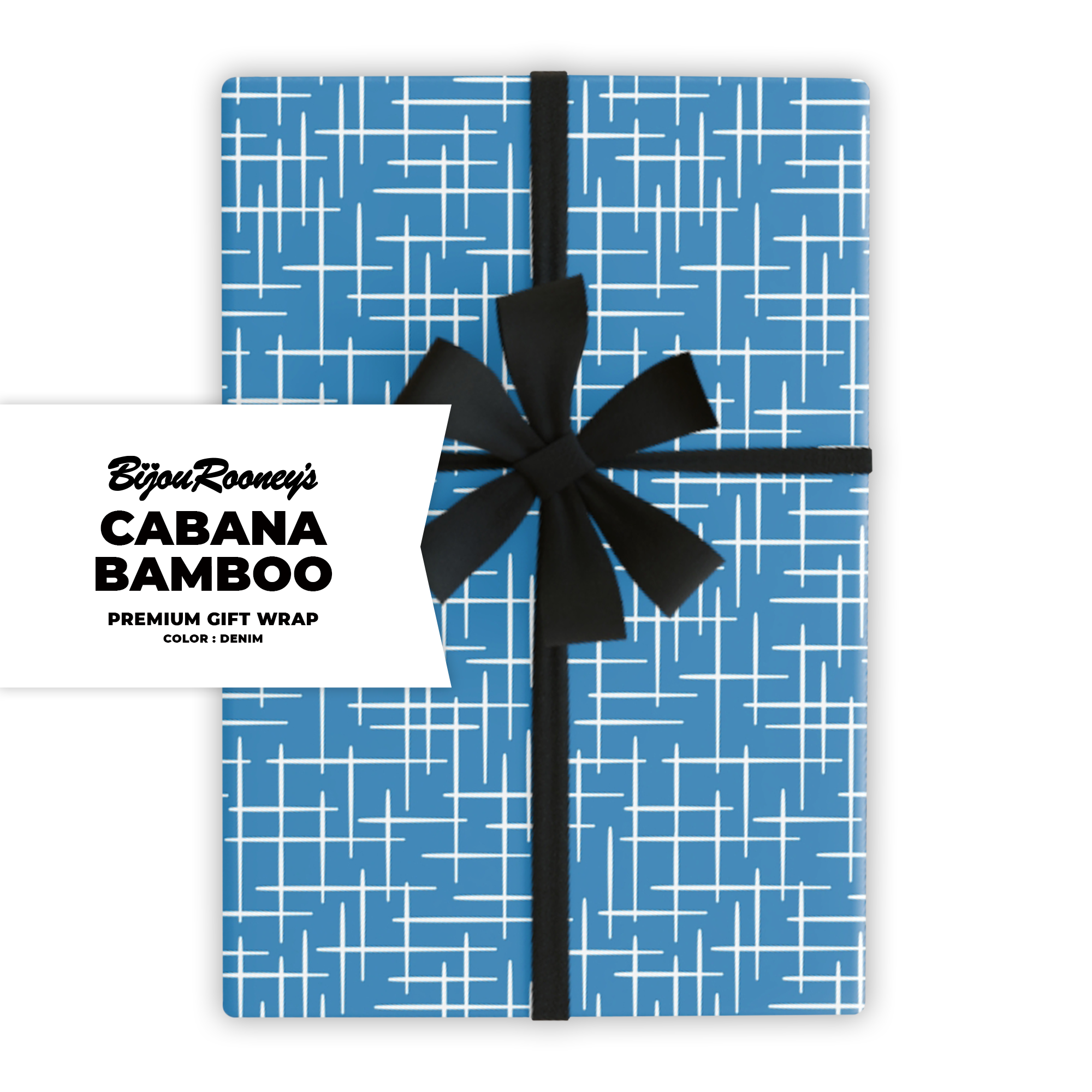 Cabana Bamboo Gift Wrap in Denim product thumbnail image Cabana Bamboo Gift Wrap in Denim product thumbnail image