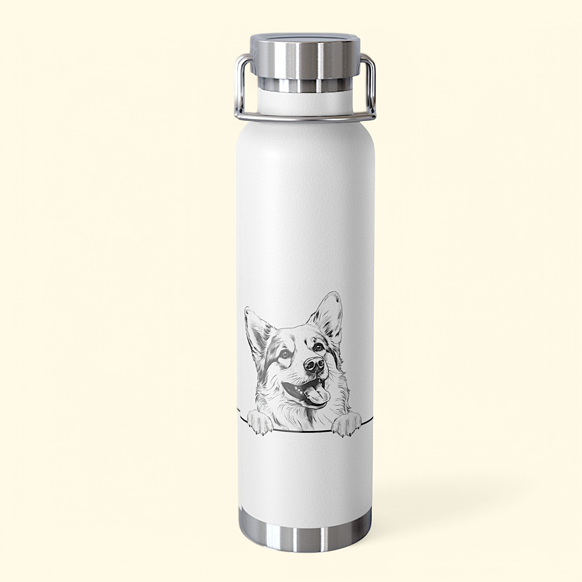 Corgi Copper Water Bottle - 22oz Vacuum Insulated Flask with Adorable Pup Design