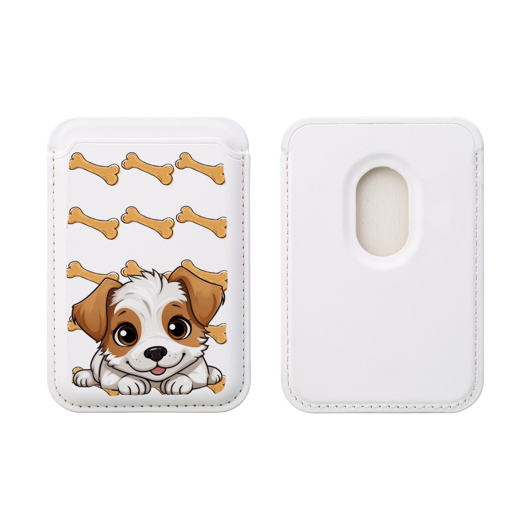 Cute Dog Themed Vegan Wallet - Magsafe® Compatible, Pet Lover Gift, Animal Enthusiast Accessory, Eco-Friendly Wallet, Dog Bone Design, product thumbnail image
