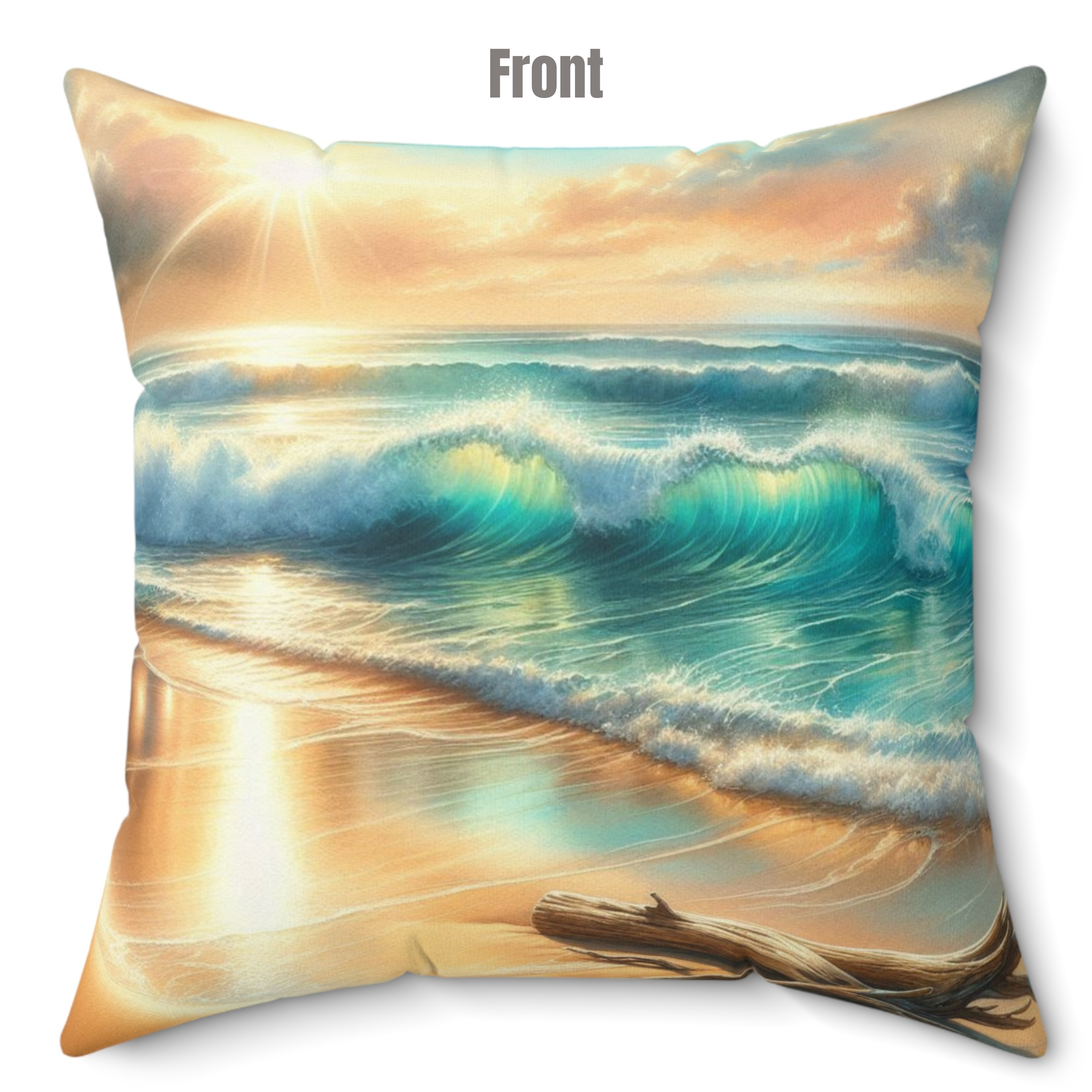 Beach Waves Spun Polyester Square Pillow, 4 sizes product thumbnail image