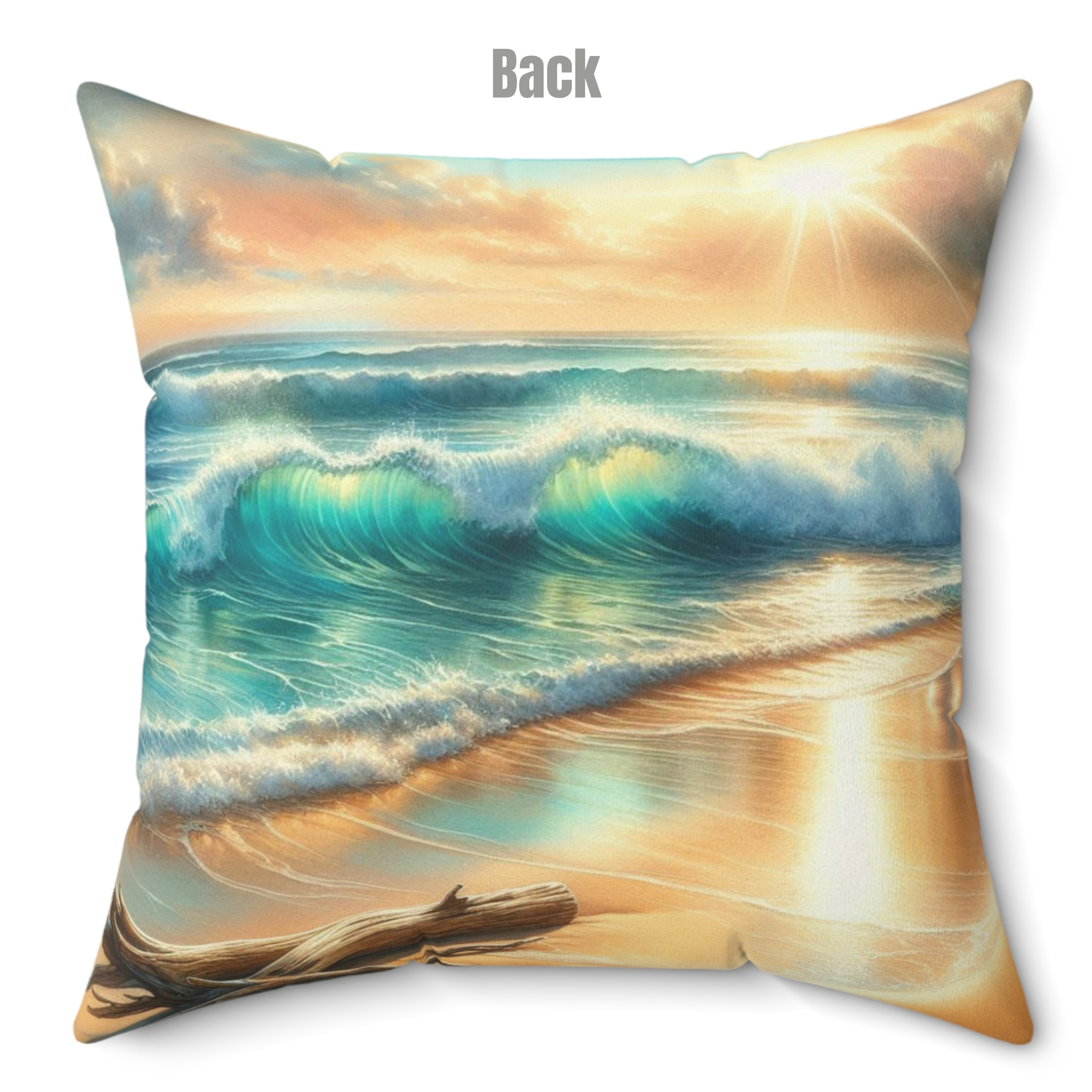 Beach Waves Spun Polyester Square Pillow, 4 sizes product thumbnail image