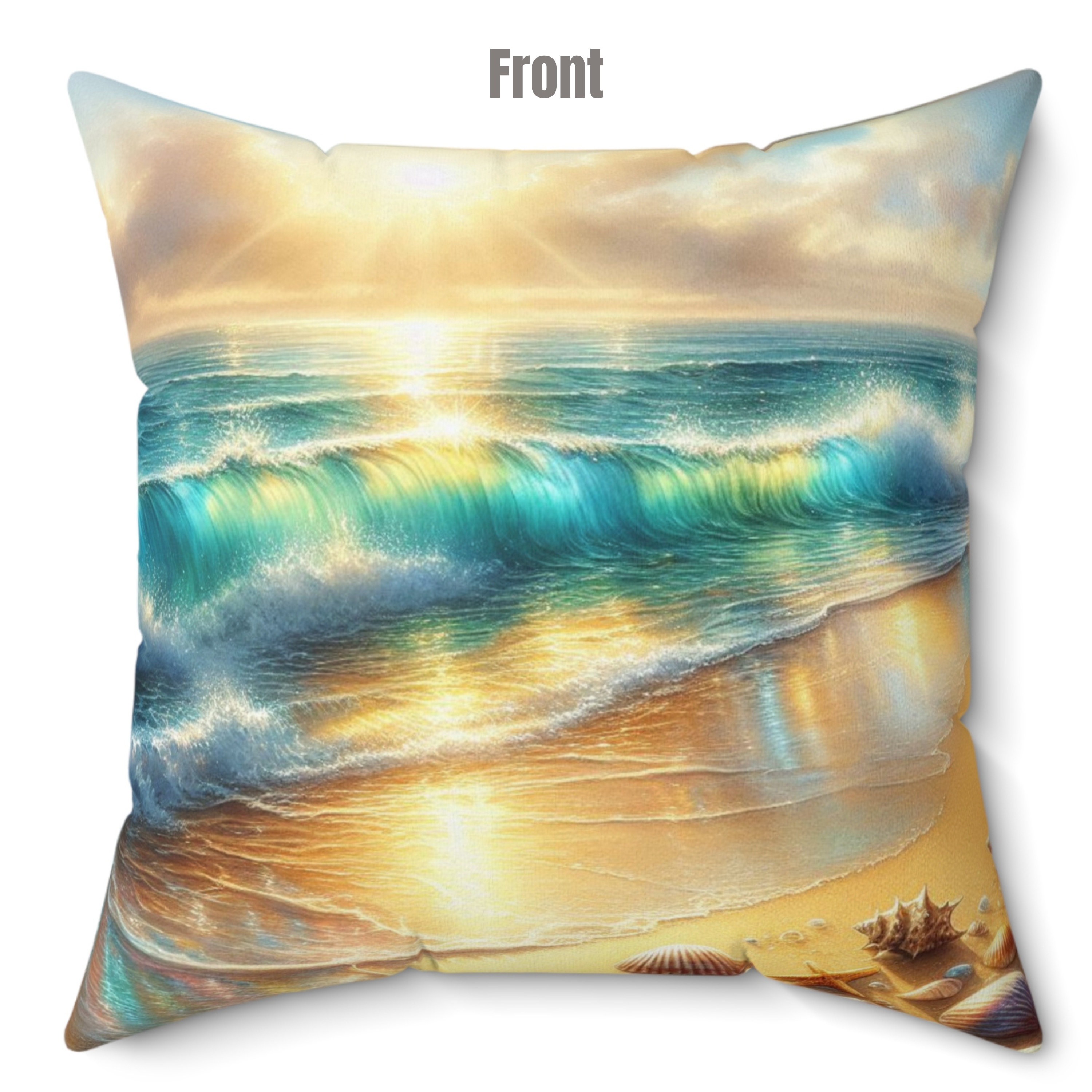 Beach Waves Spun Polyester Square Pillow, 4 sizes product thumbnail image