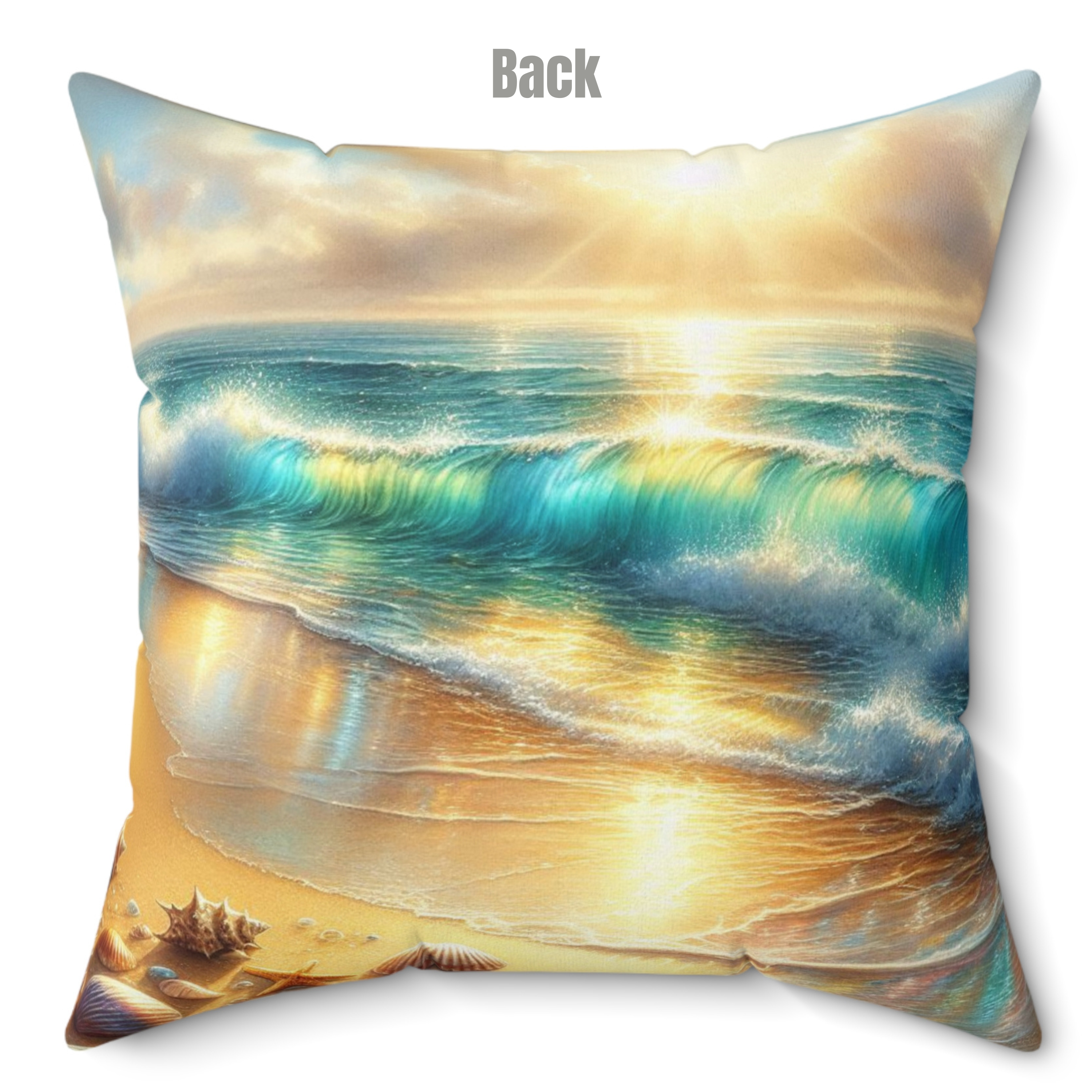 Beach Waves Spun Polyester Square Pillow, 4 sizes product thumbnail image Beach Waves Spun Polyester Square Pillow, 4 sizes product thumbnail image