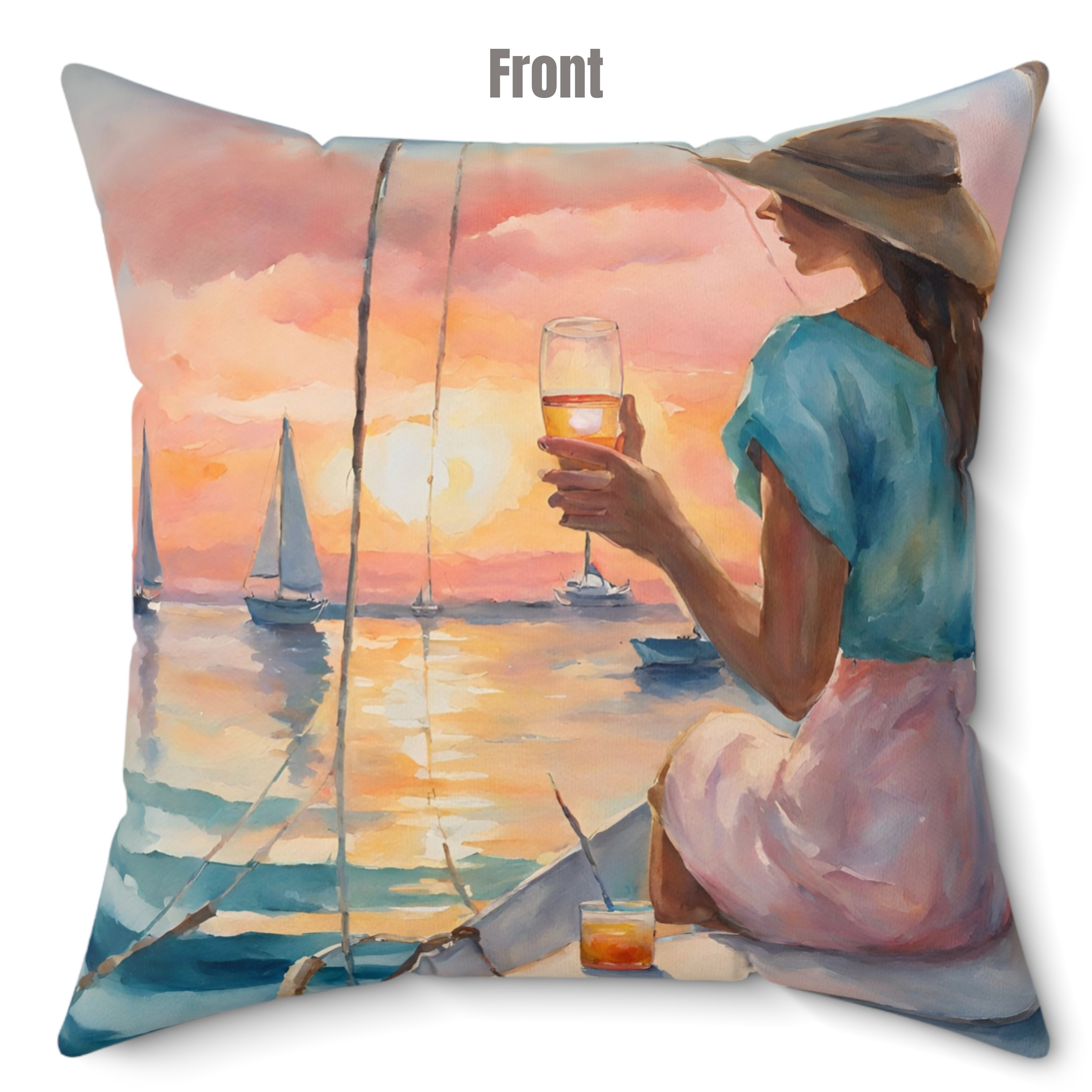 Sailing Day Spun Polyester Square Pillow, 4 sizes product thumbnail image